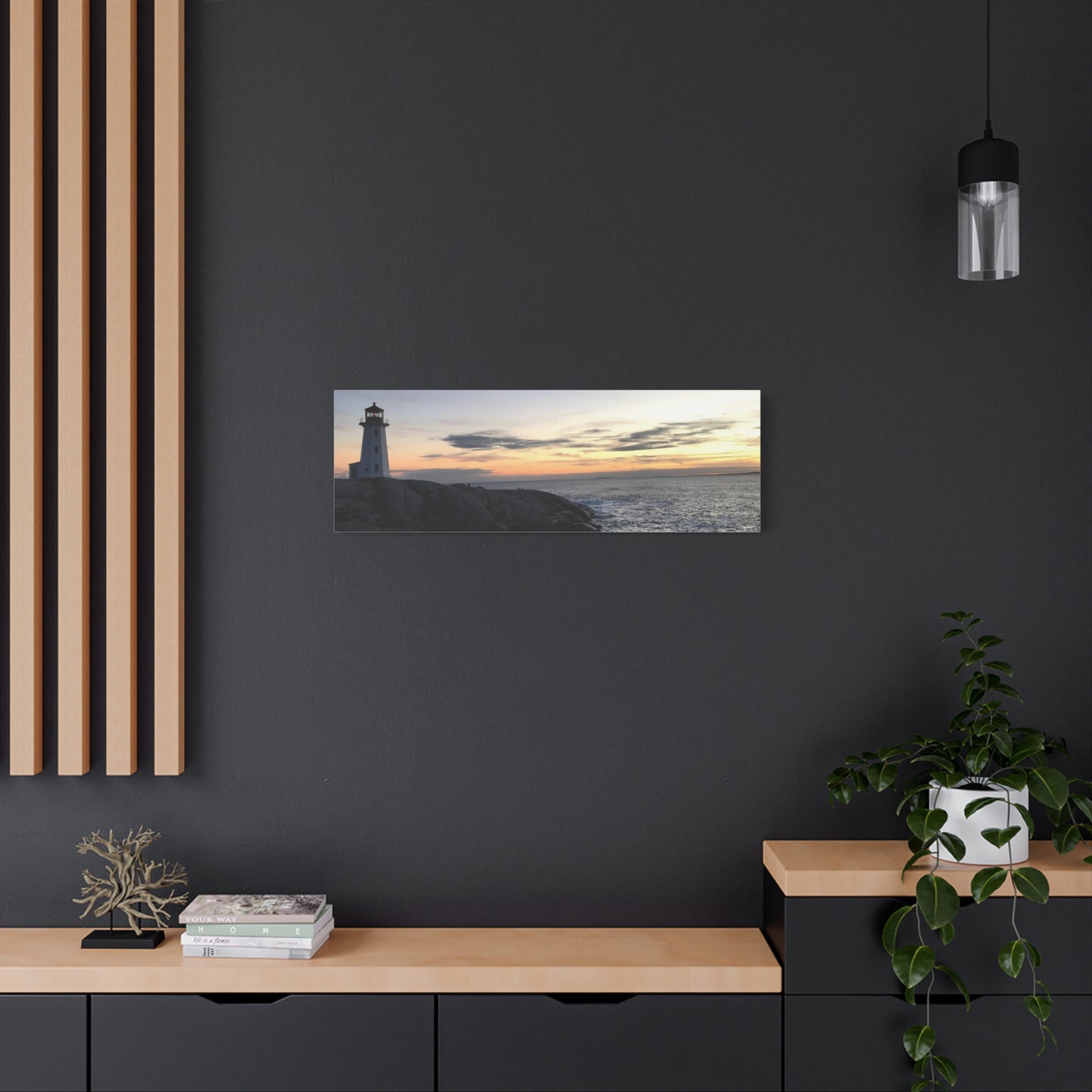Sunset Lighthouse Canvas Print - Coastal Decor for Beach Lovers Peggys Cove
