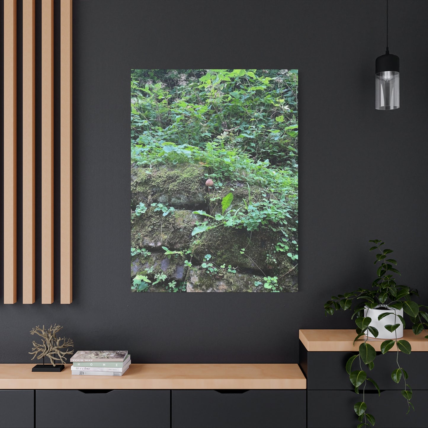 Nature-Inspired Stretched Canvas Print - Rustic Greenery Art for Home Décor