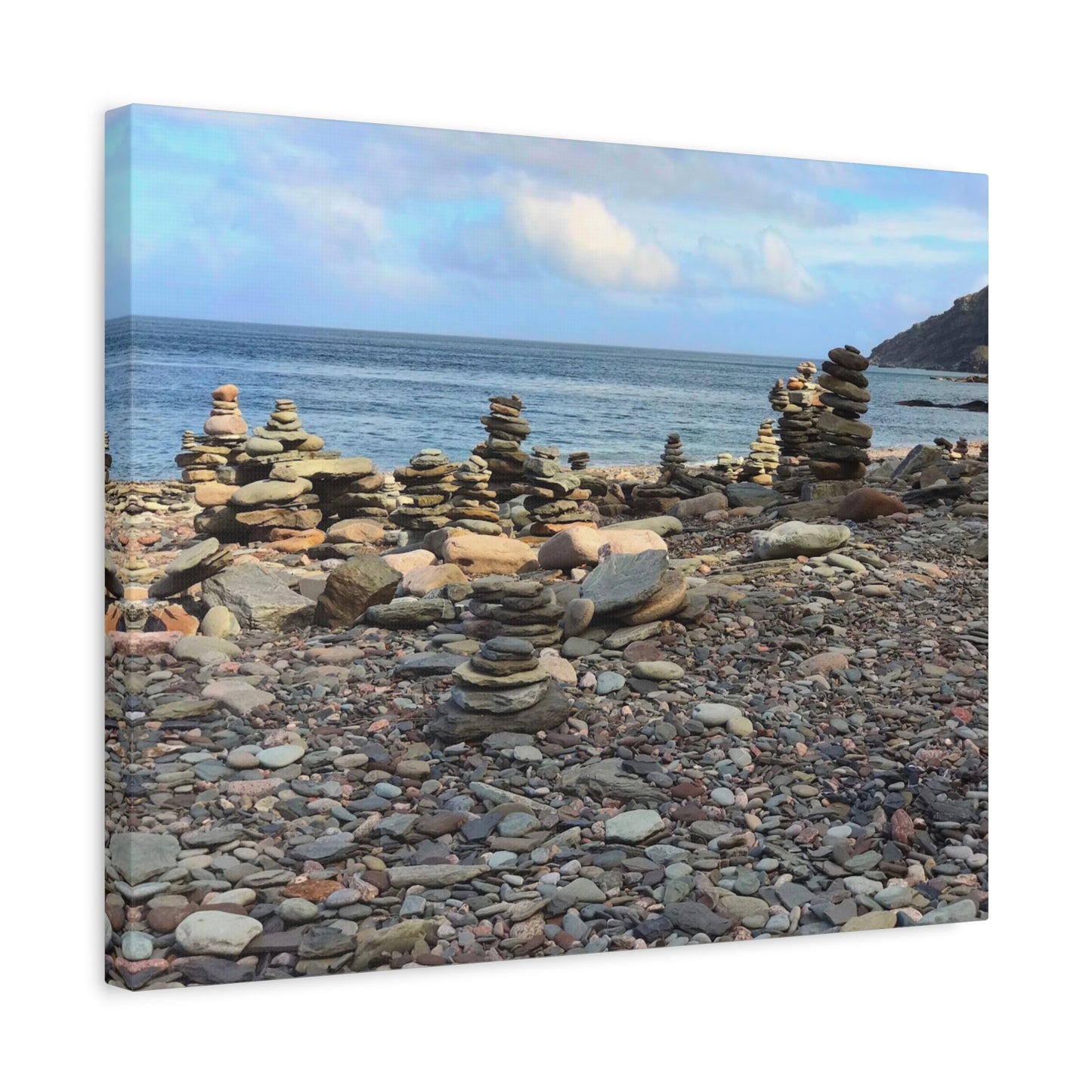 Nature-Inspired Wall Art Canvas Print - Tranquil Beach Stack Stones Decor