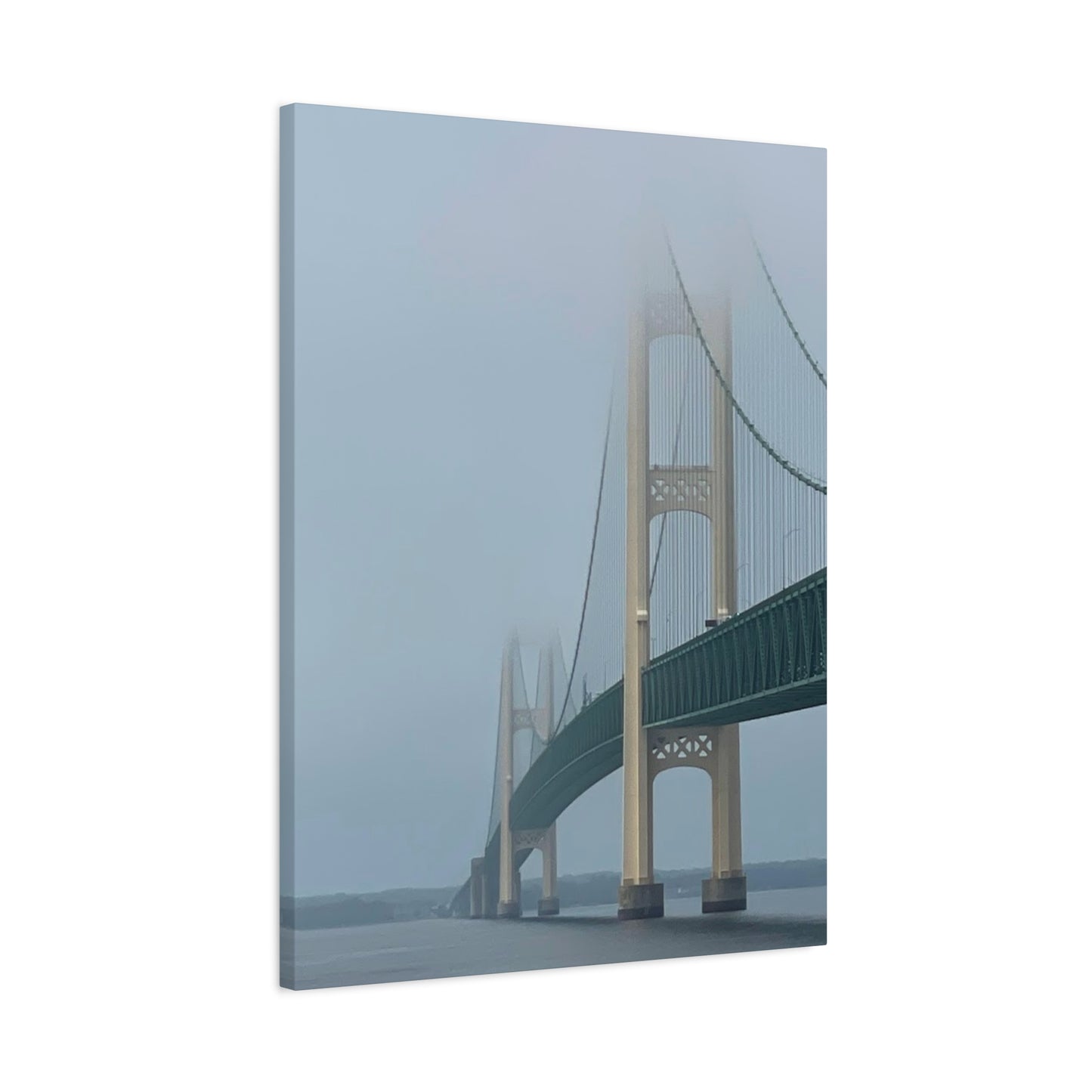 Foggy Bridge Art Canvas - 1.25" Stretched Wall Decor Mackinac