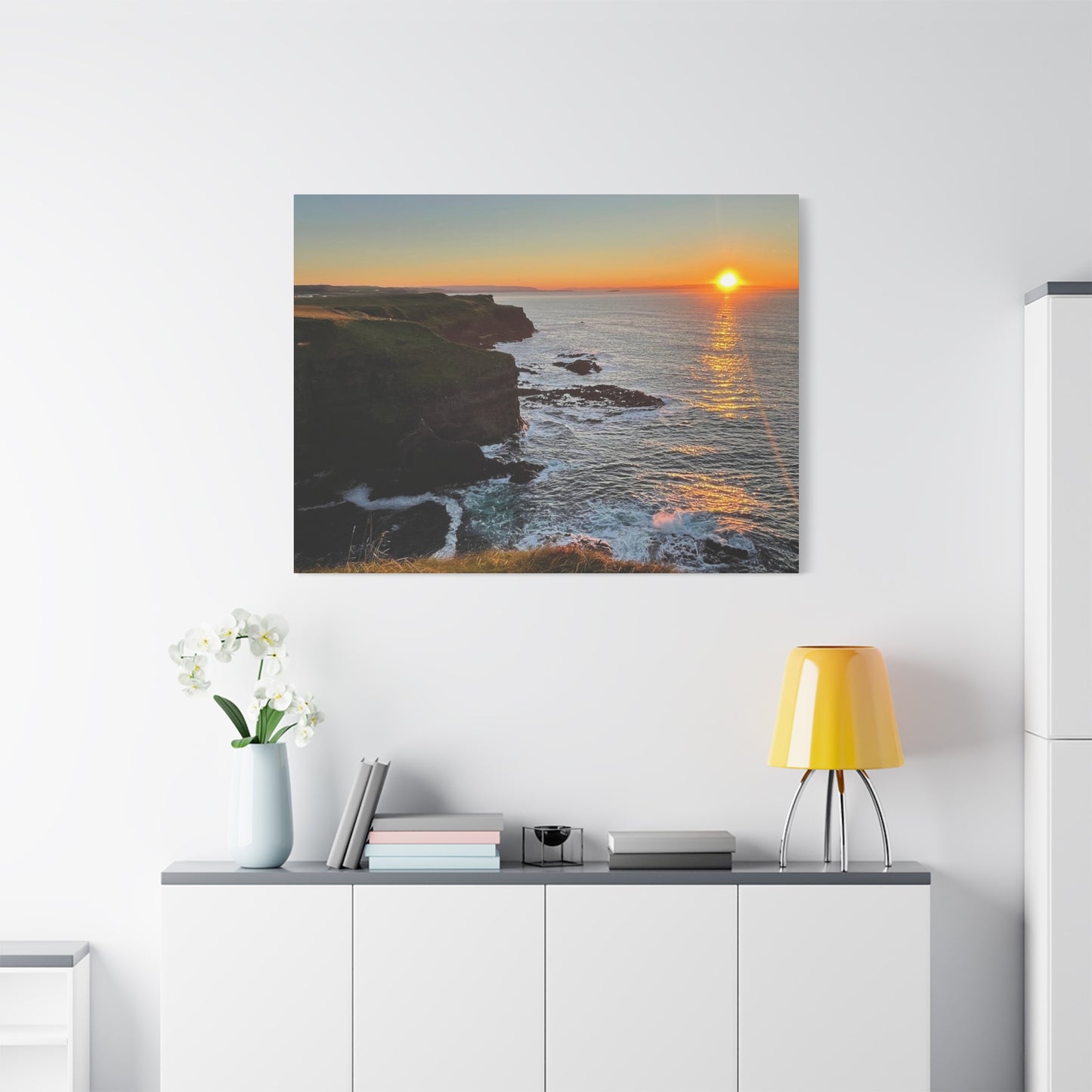 Ocean Sunset Canvas Wall Art - Scenic Coastal Horizon