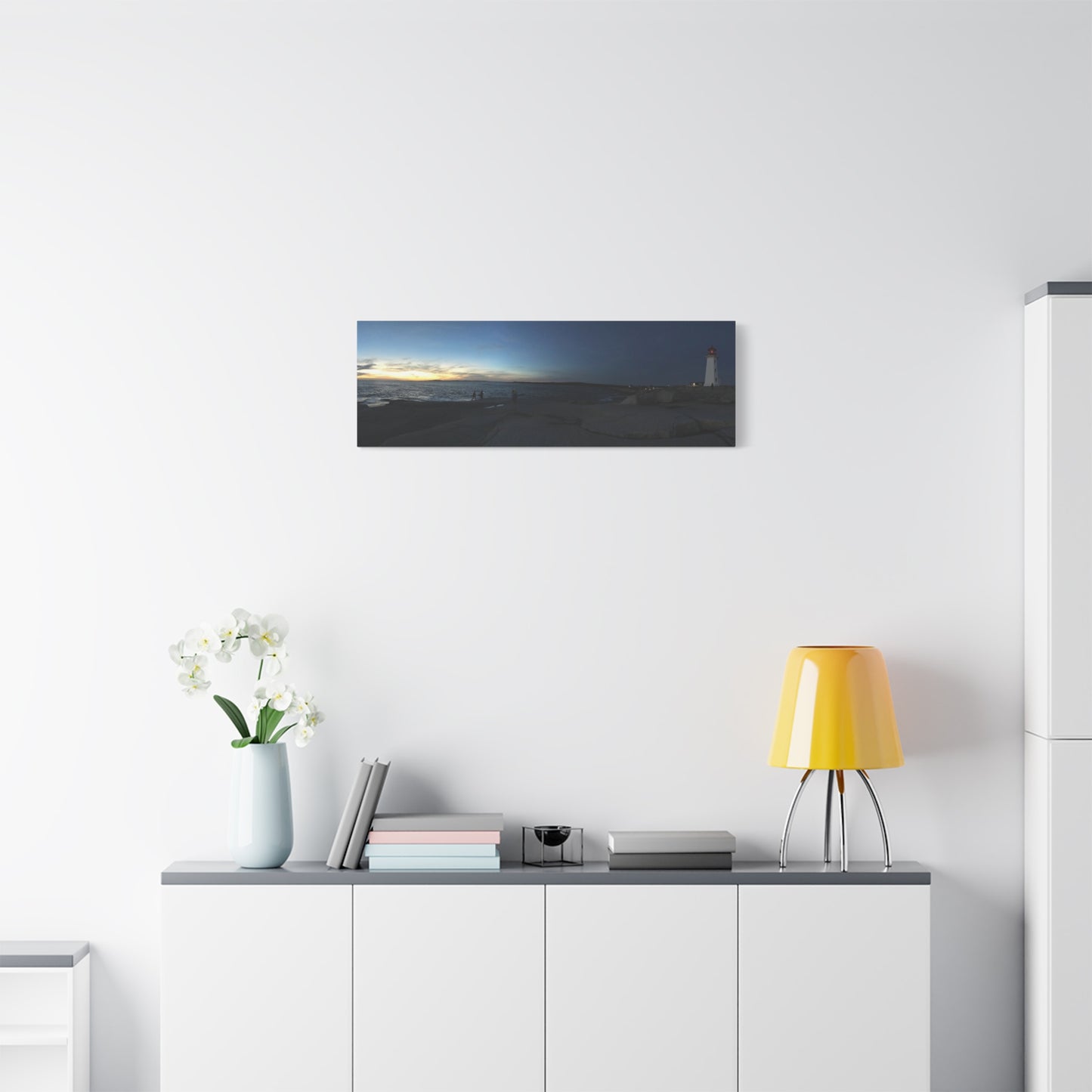 Stretched Canvas Art Print - Scenic Lighthouse Sunset Peggys Cove