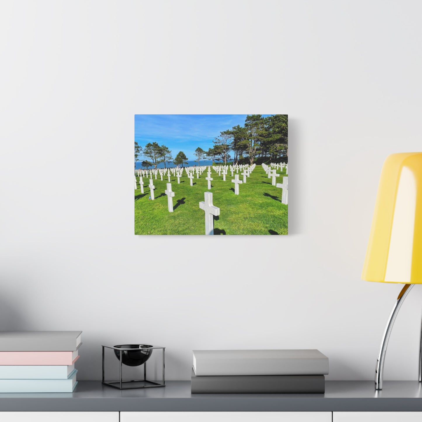 Memorial Canvas Print - Serene Cemetery Scene for Remembrance Normandy American Cemetery