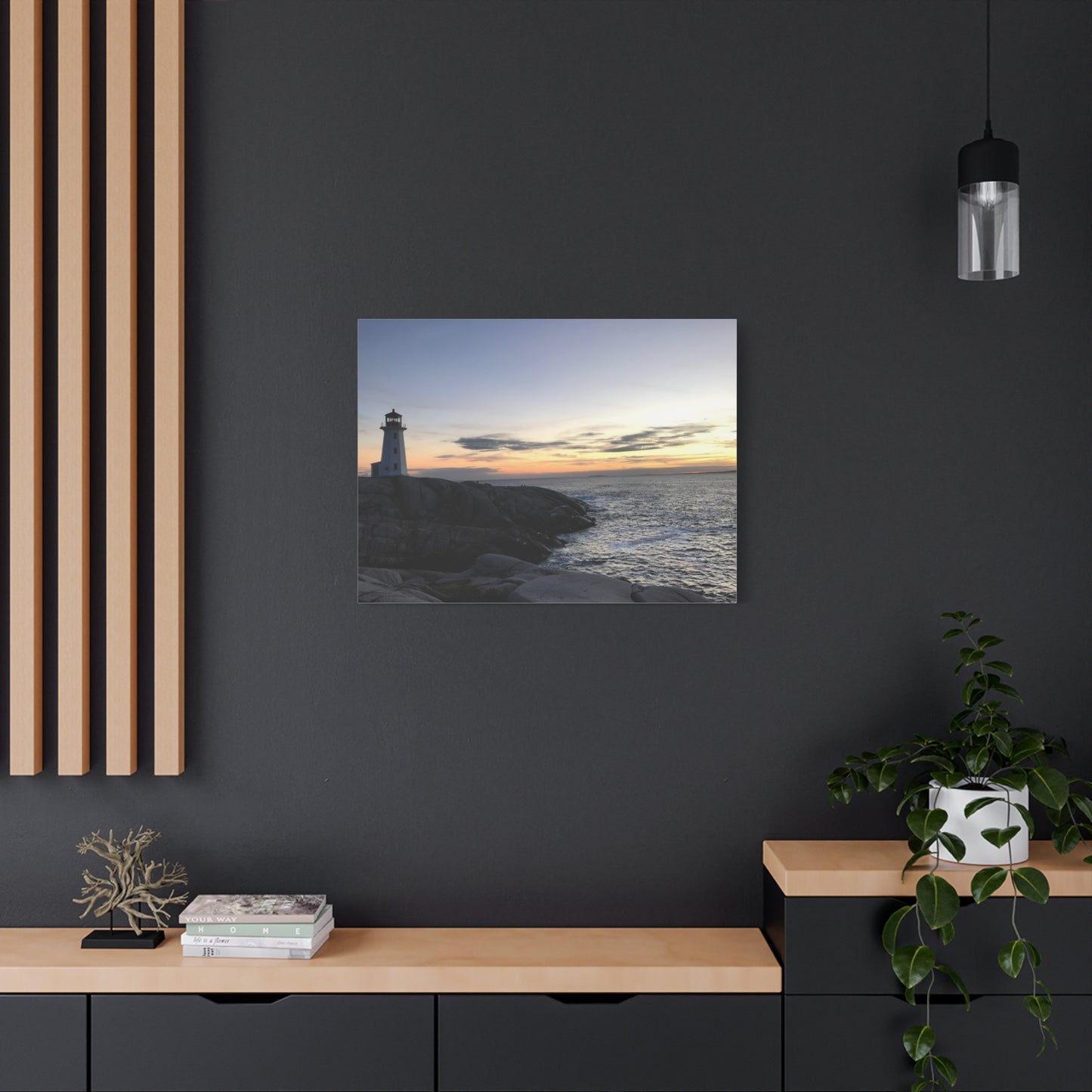 Sunset Lighthouse Canvas Print - Coastal Decor for Beach Lovers Peggys Cove