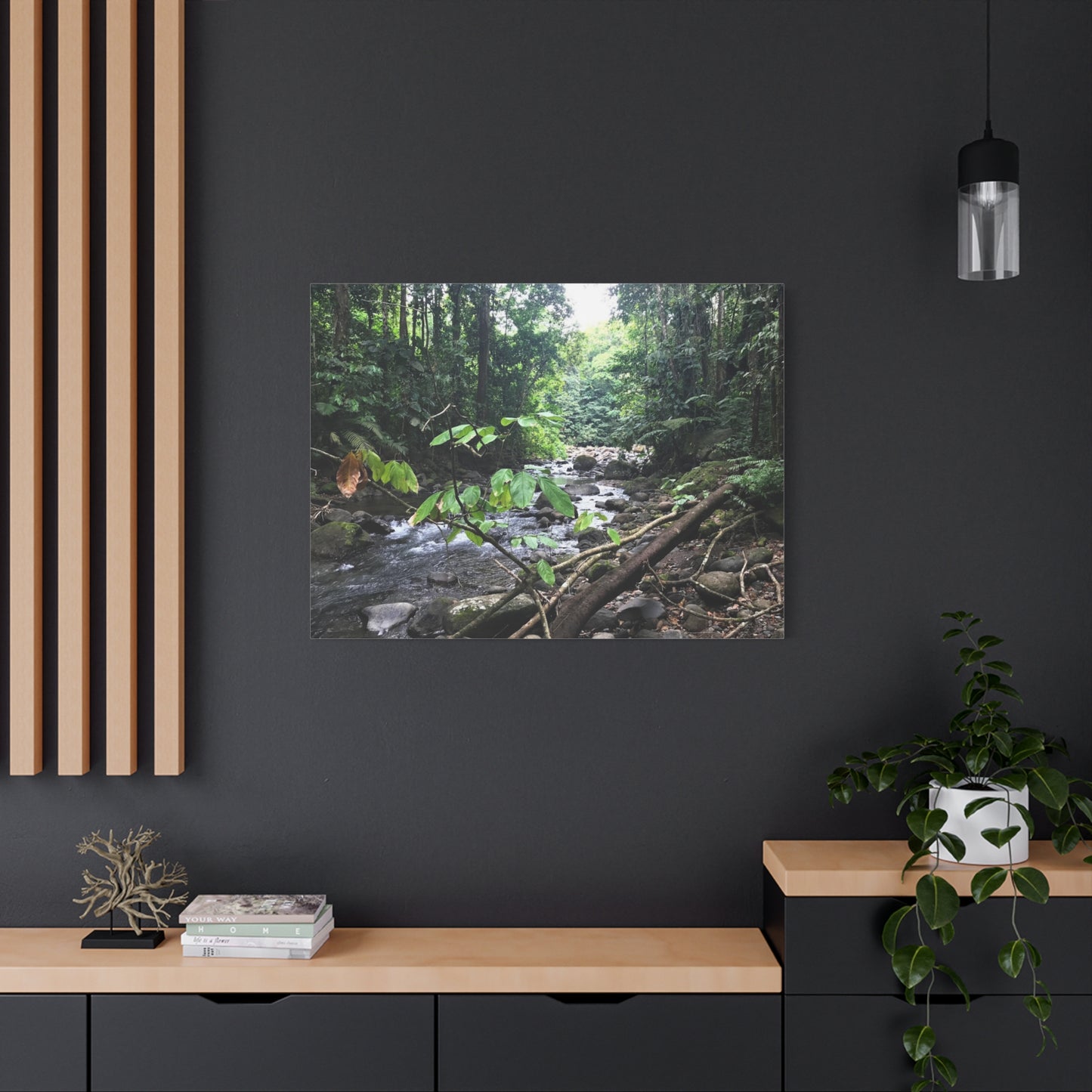 Nature-Inspired Matte Canvas Wall Art - Serene River Scene