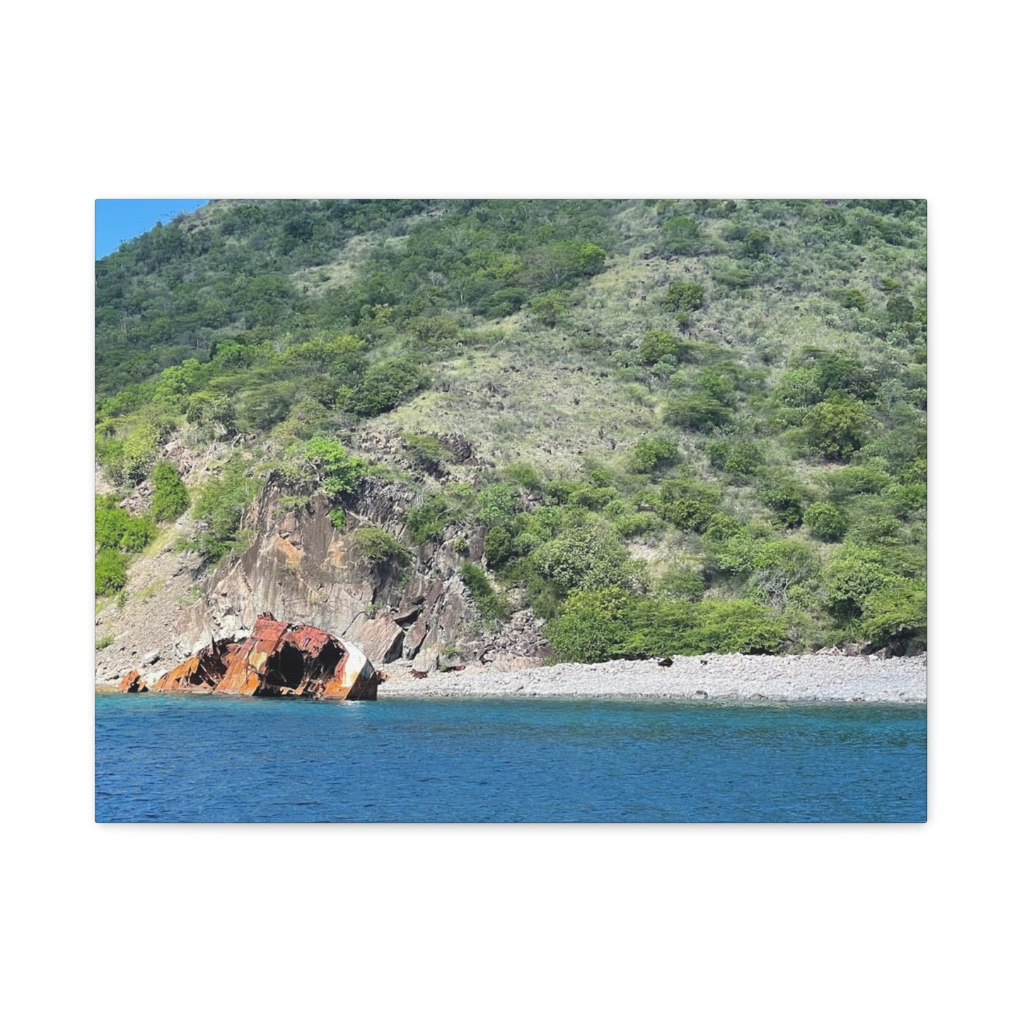 Nature Landscape Canvas Wall Art - Tranquil Seaside View Nevis