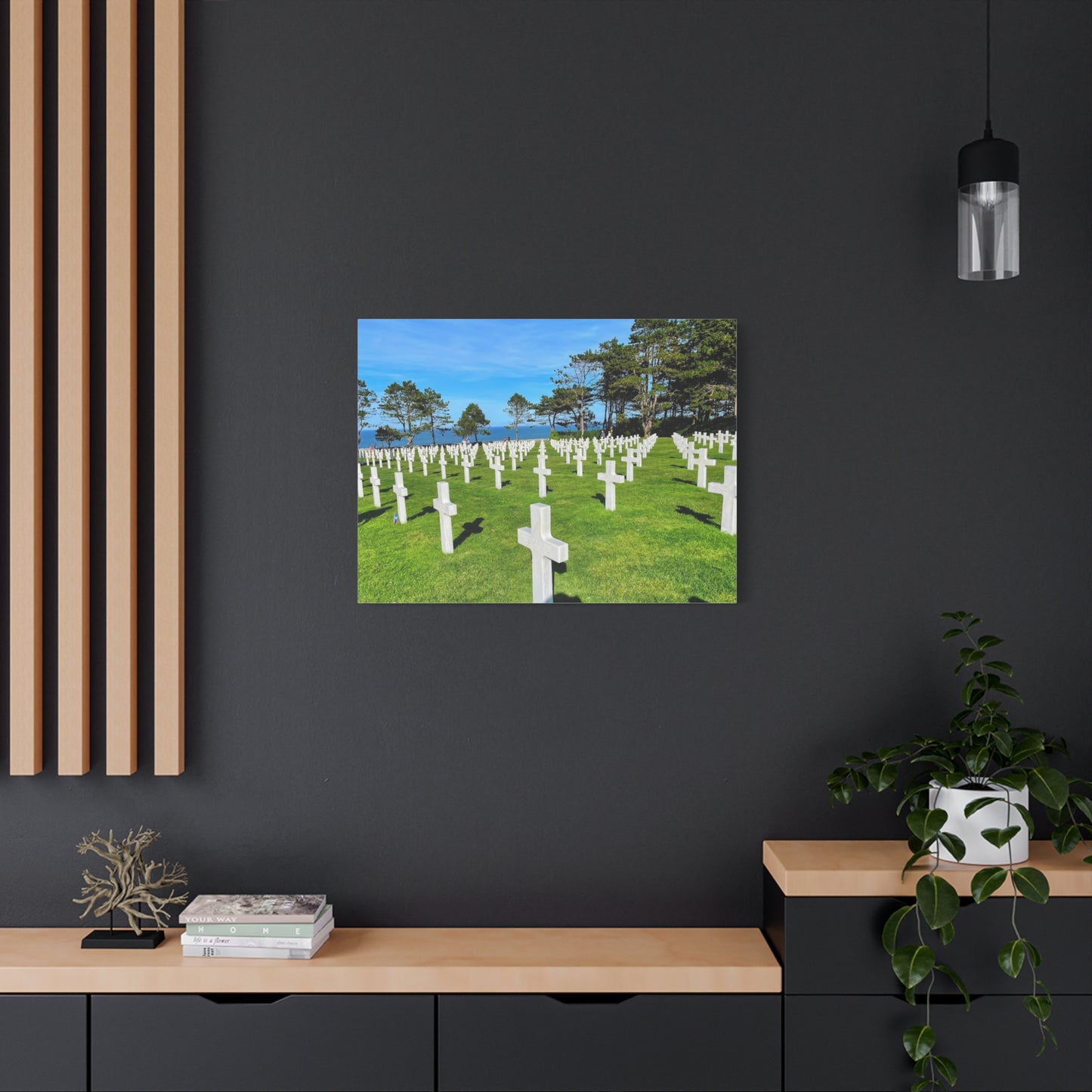 Memorial Canvas Print - Serene Cemetery Scene for Remembrance Normandy American Cemetery