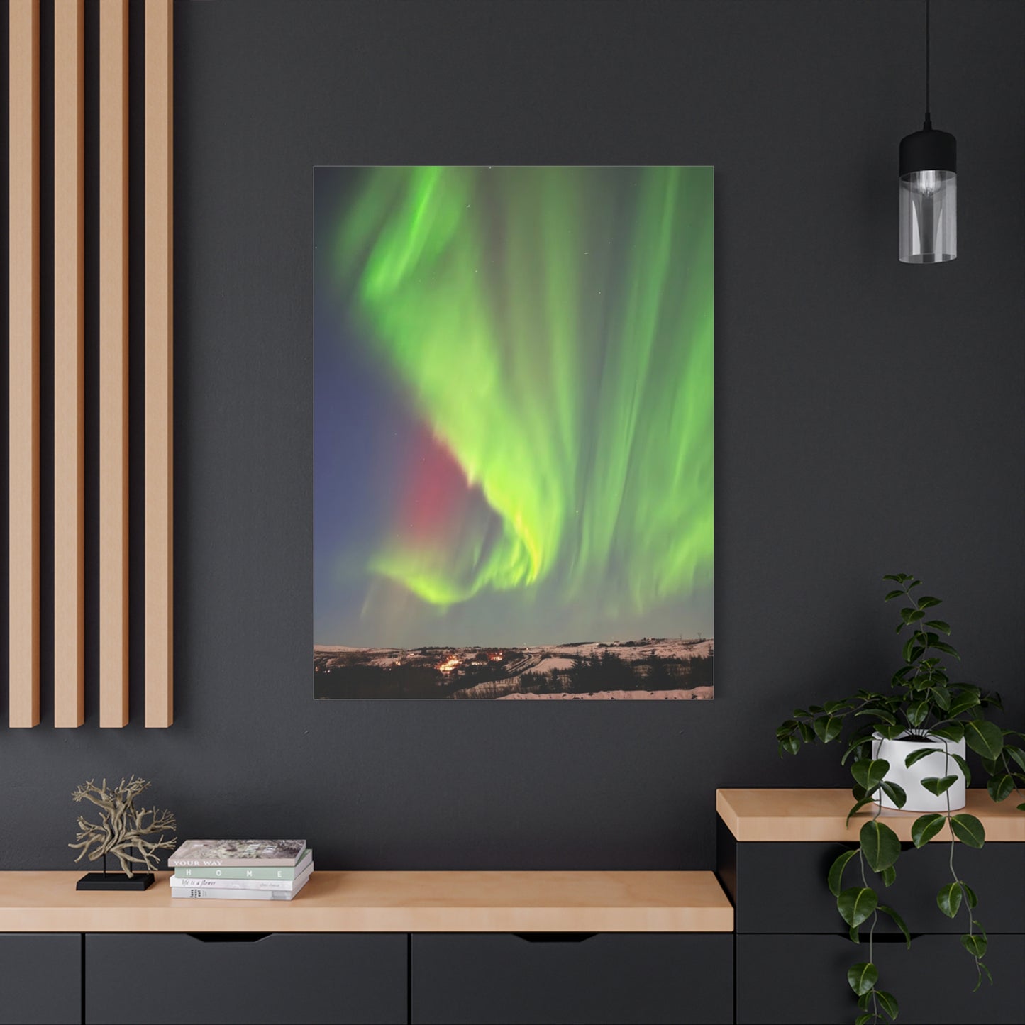 Aurora Borealis Canvas Art - Stunning Northern Lights Stretched Wall Decor Iceland