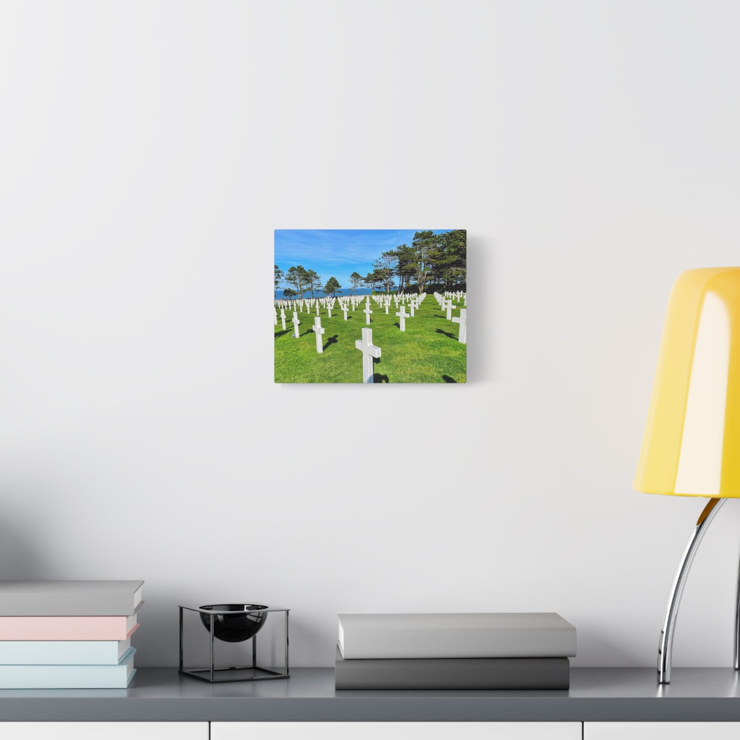 Memorial Canvas Print - Serene Cemetery Scene for Remembrance Normandy American Cemetery