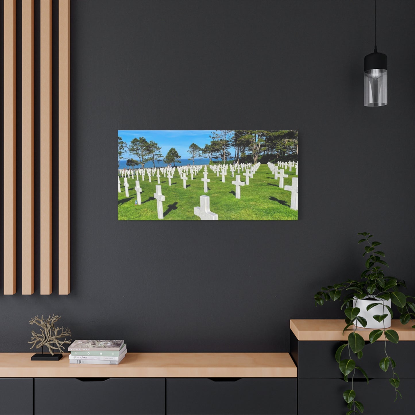 Memorial Canvas Print - Serene Cemetery Scene for Remembrance Normandy American Cemetery