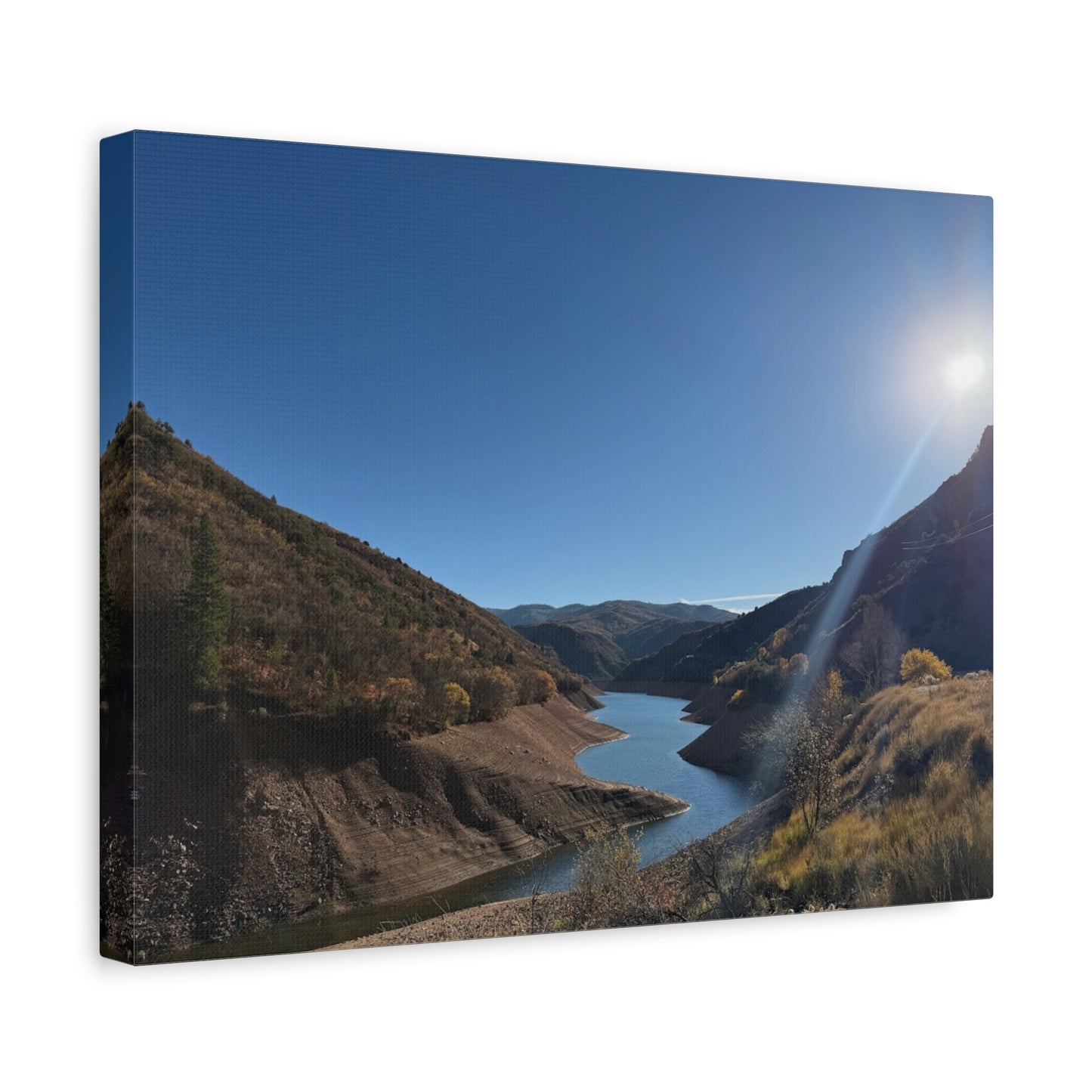 Scenic Landscape Canvas Wall Art – Tranquil Mountain River Design