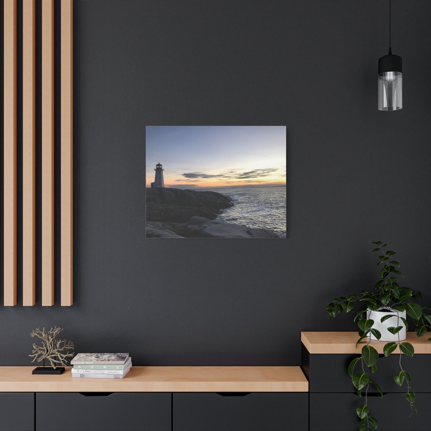 Sunset Lighthouse Canvas Print - Coastal Decor for Beach Lovers Peggys Cove