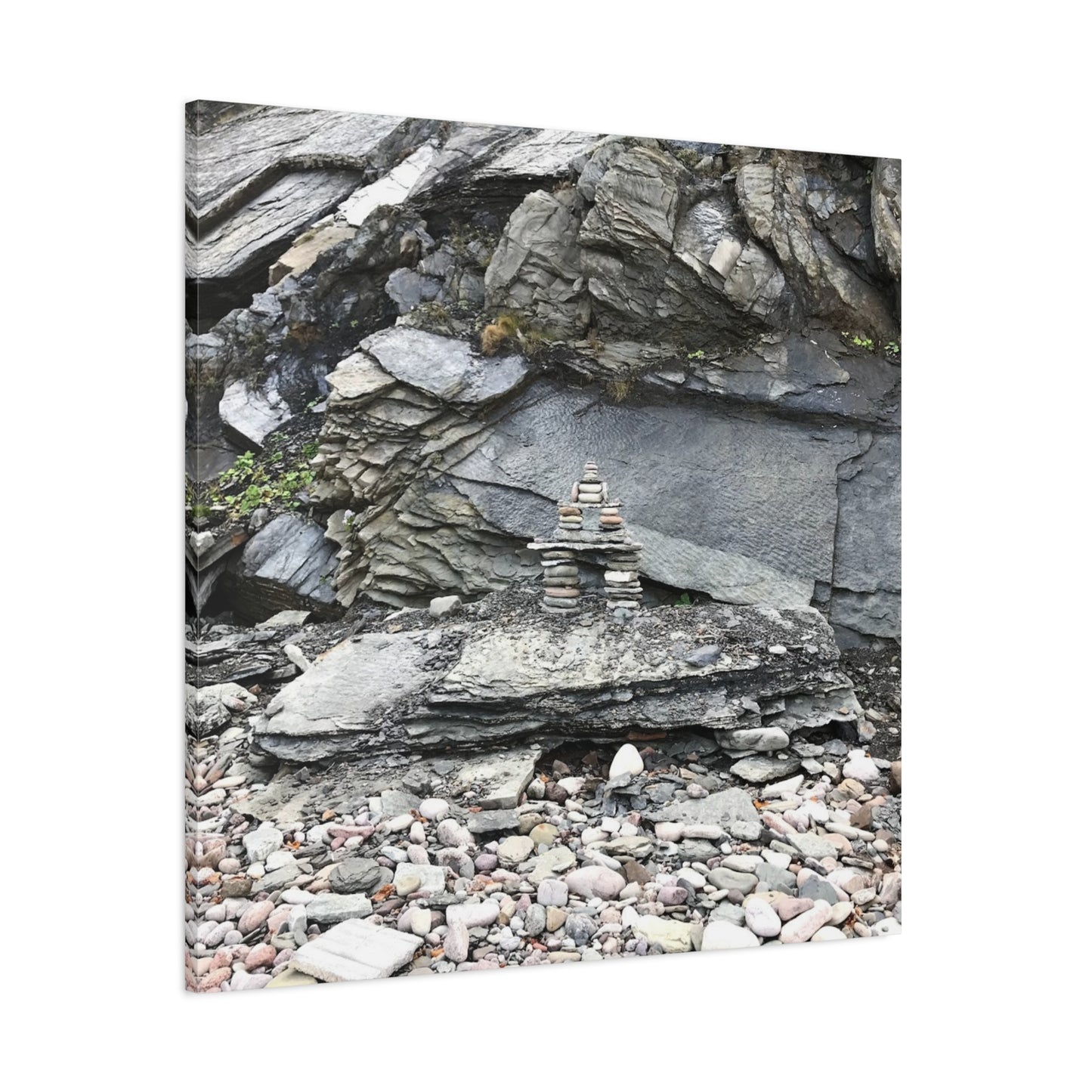 Nature-Inspired Stretched Canvas Art - Tranquil Rock Tower Design