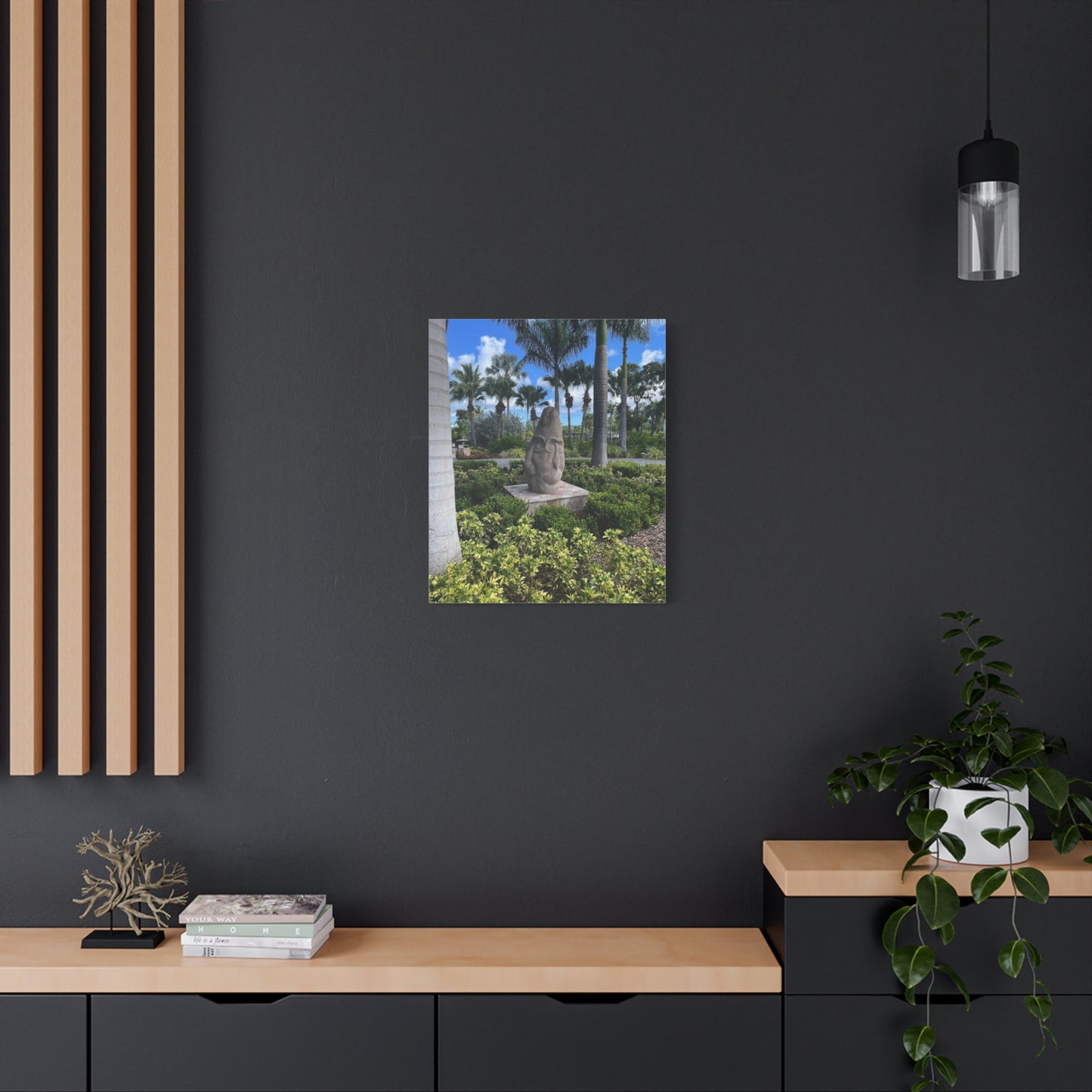 Nature-Inspired Stretched Canvas Art - Tranquil Garden Sculpture