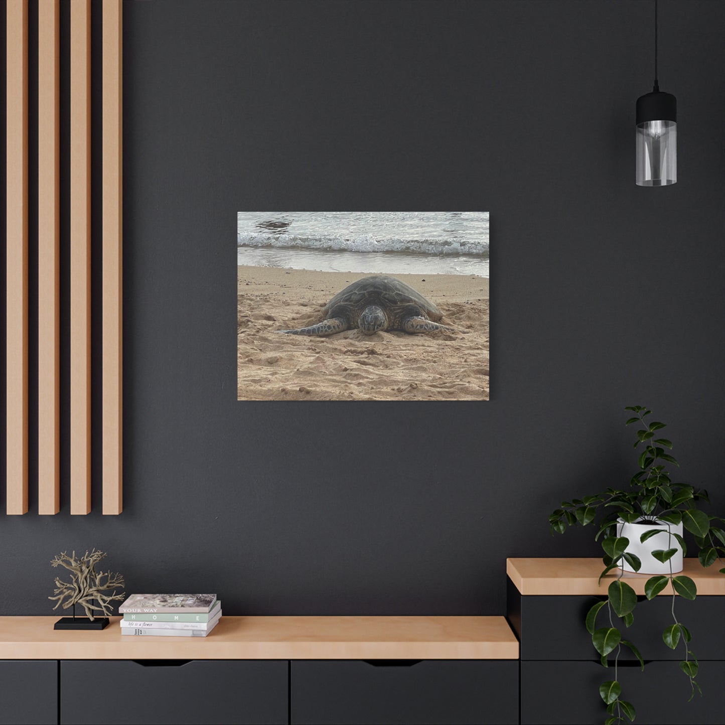 Tranquil Turtle Beach Canvas Art - Stretched Matte Print for Coastal Home Decor