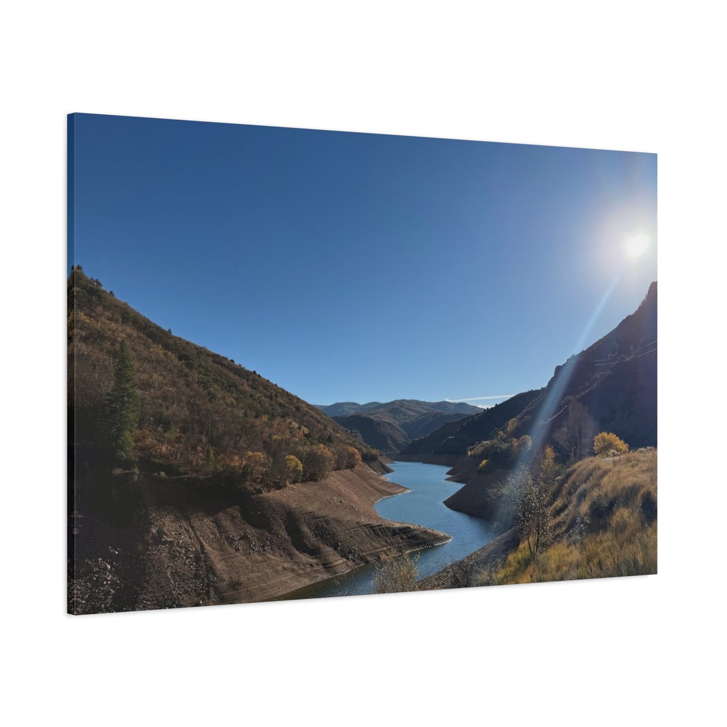 Scenic Landscape Canvas Wall Art – Tranquil Mountain River Design