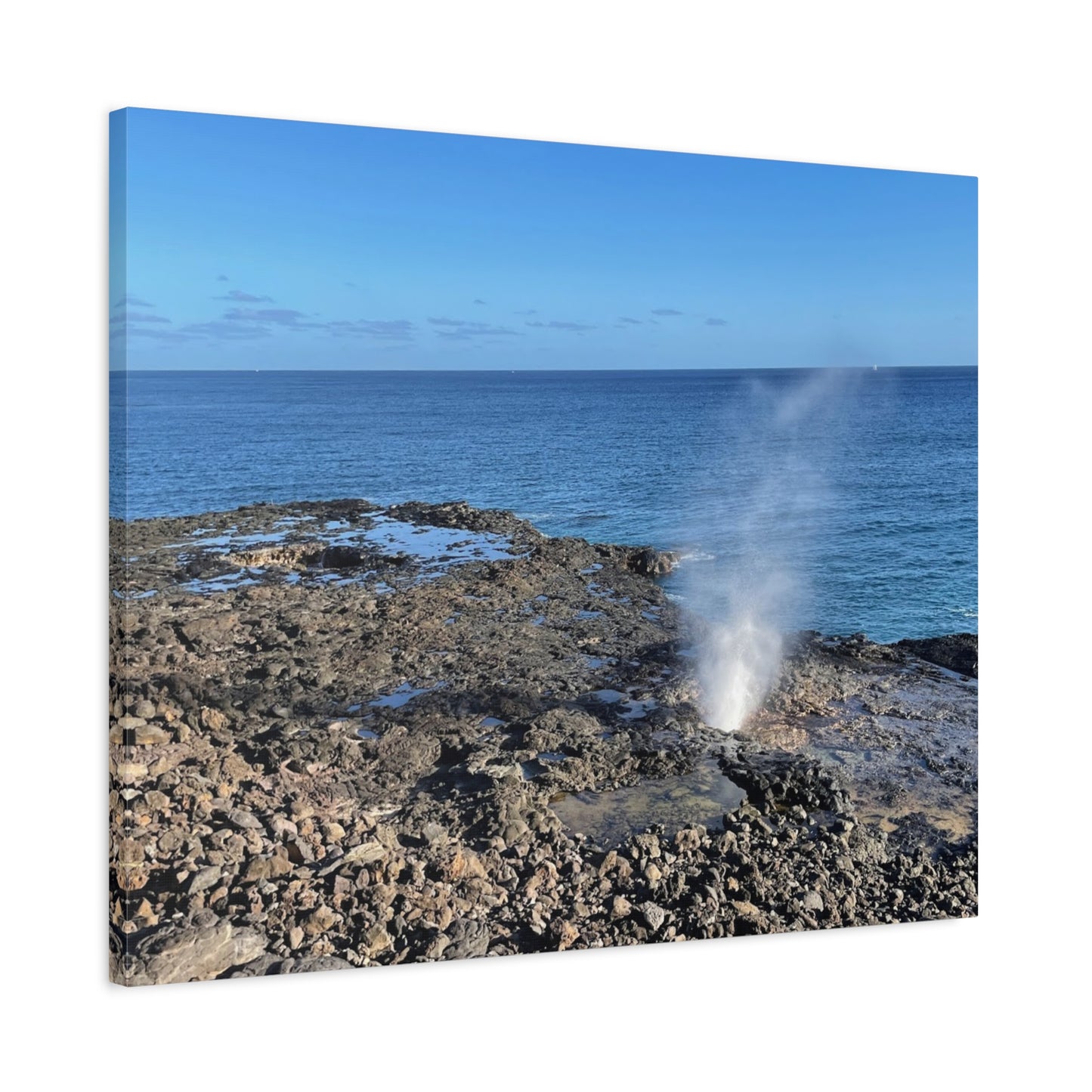 Stretched Matte Canvas Wall Art - Coastal Spouting Blowhole Photography