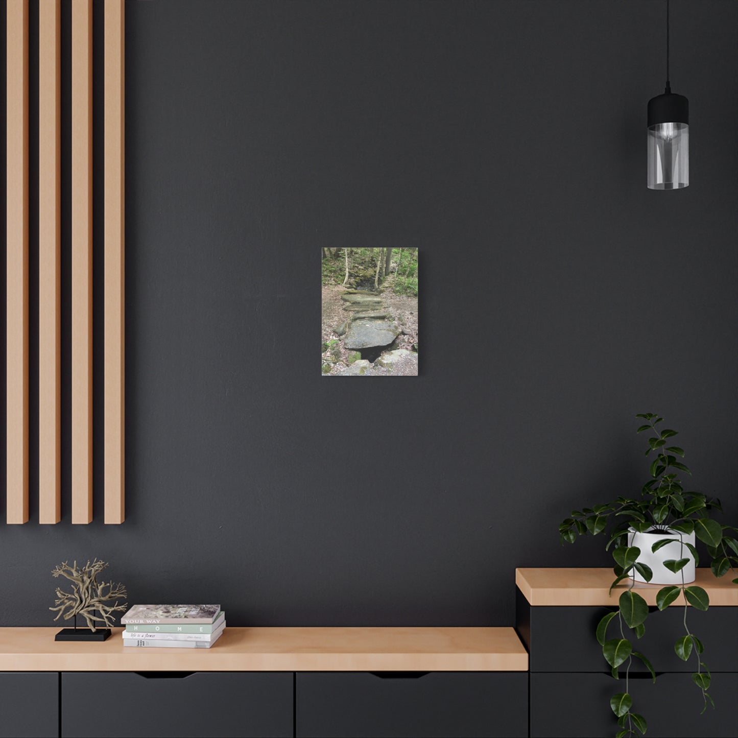 Nature-Inspired Stretched Canvas Art - Serene Stream Pathway Décor