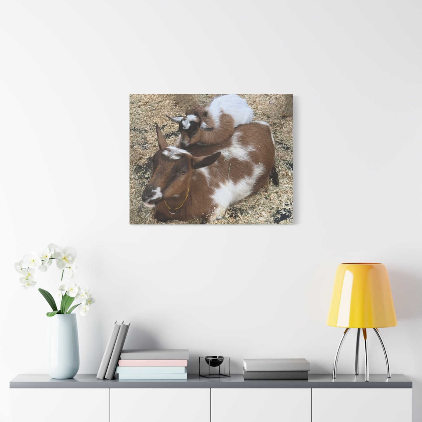 Goat Family Matte Canvas Print - Heartwarming Animal Wall Art