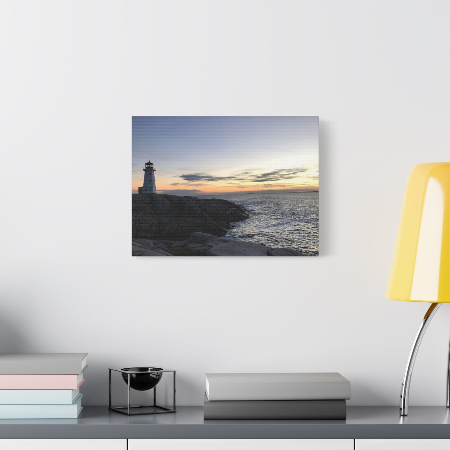 Sunset Lighthouse Canvas Print - Coastal Decor for Beach Lovers Peggys Cove