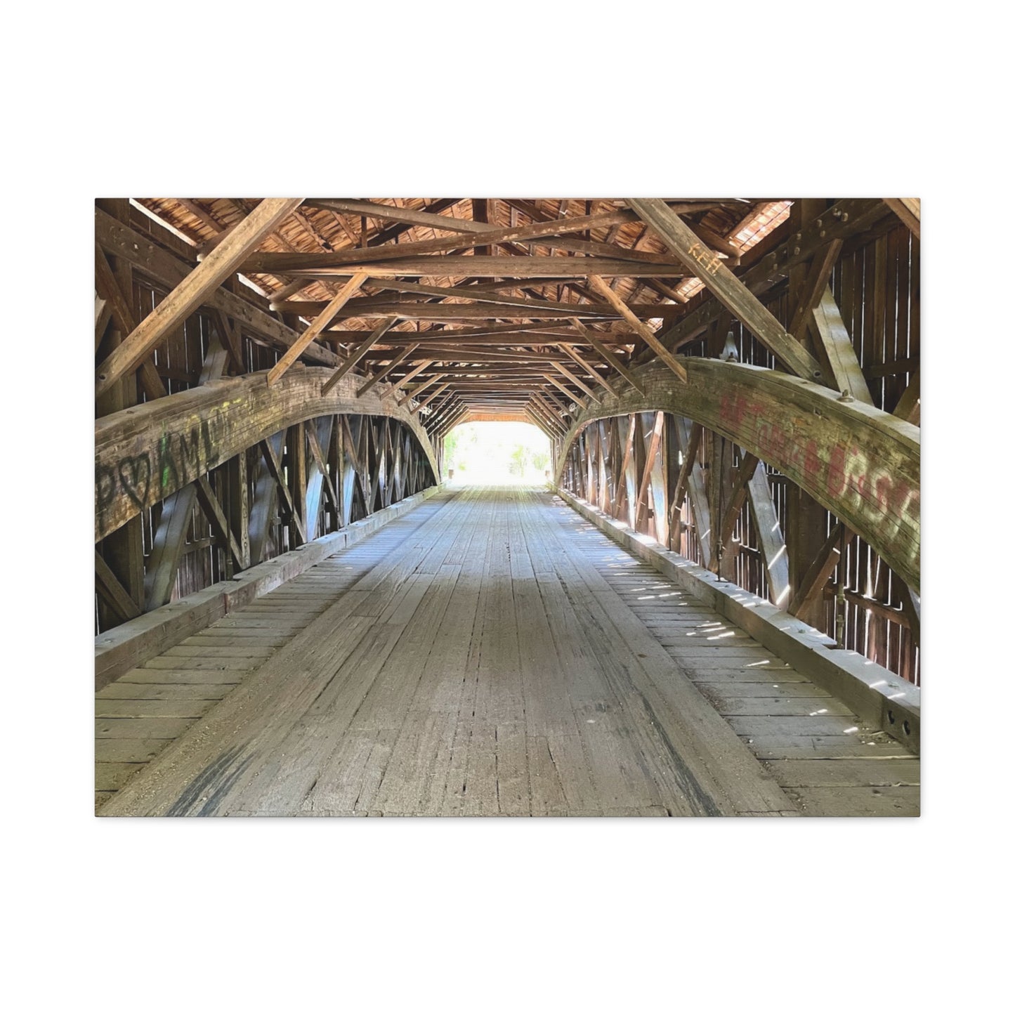 Rustic Wooden Bridge Canvas Print - Stretched Wall Art for Home Decor
