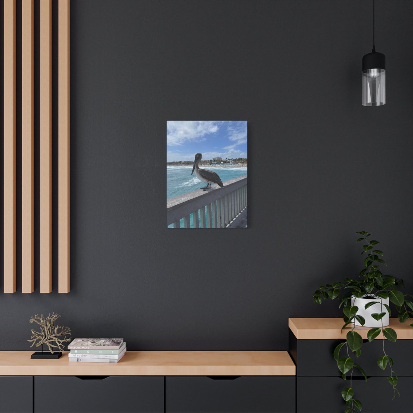 Coastal Serenity Pelican Canvas Print - 1.25" Stretched Wall Art
