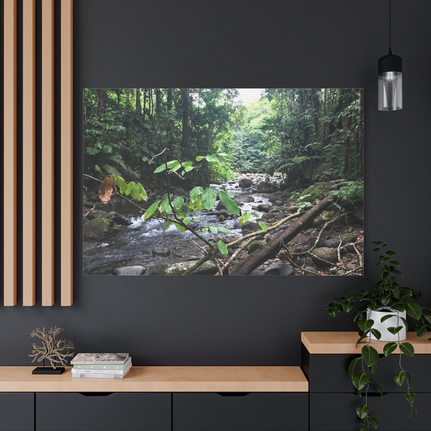 Nature-Inspired Matte Canvas Wall Art - Serene River Scene