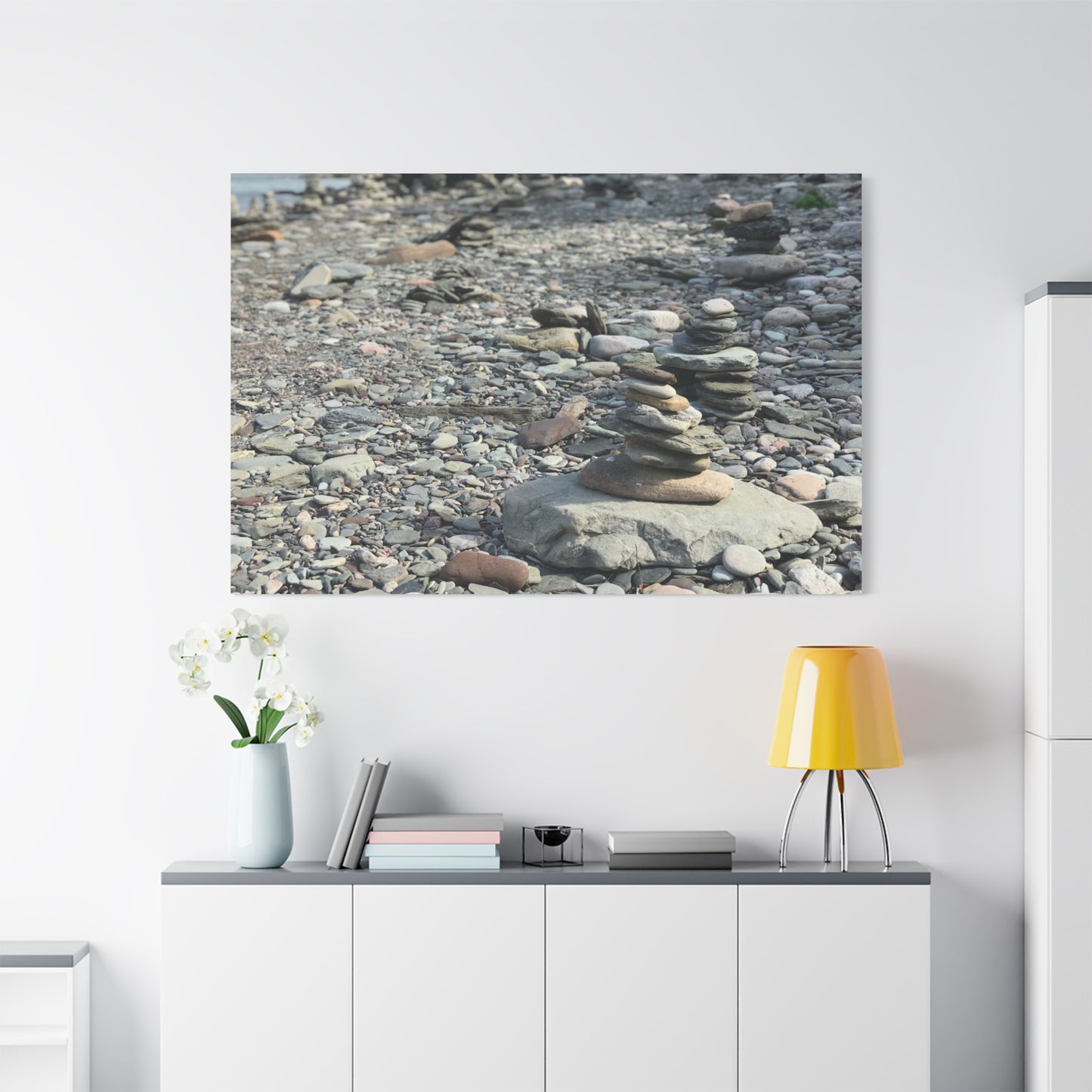 Serene Rock Balancing Canvas Art - 1.25" Matte Stretched Wall Décor