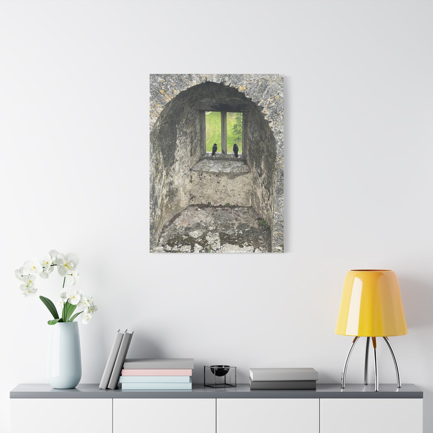 Nature-Inspired Matte Canvas Art - Black Birds by Window - Home Decor