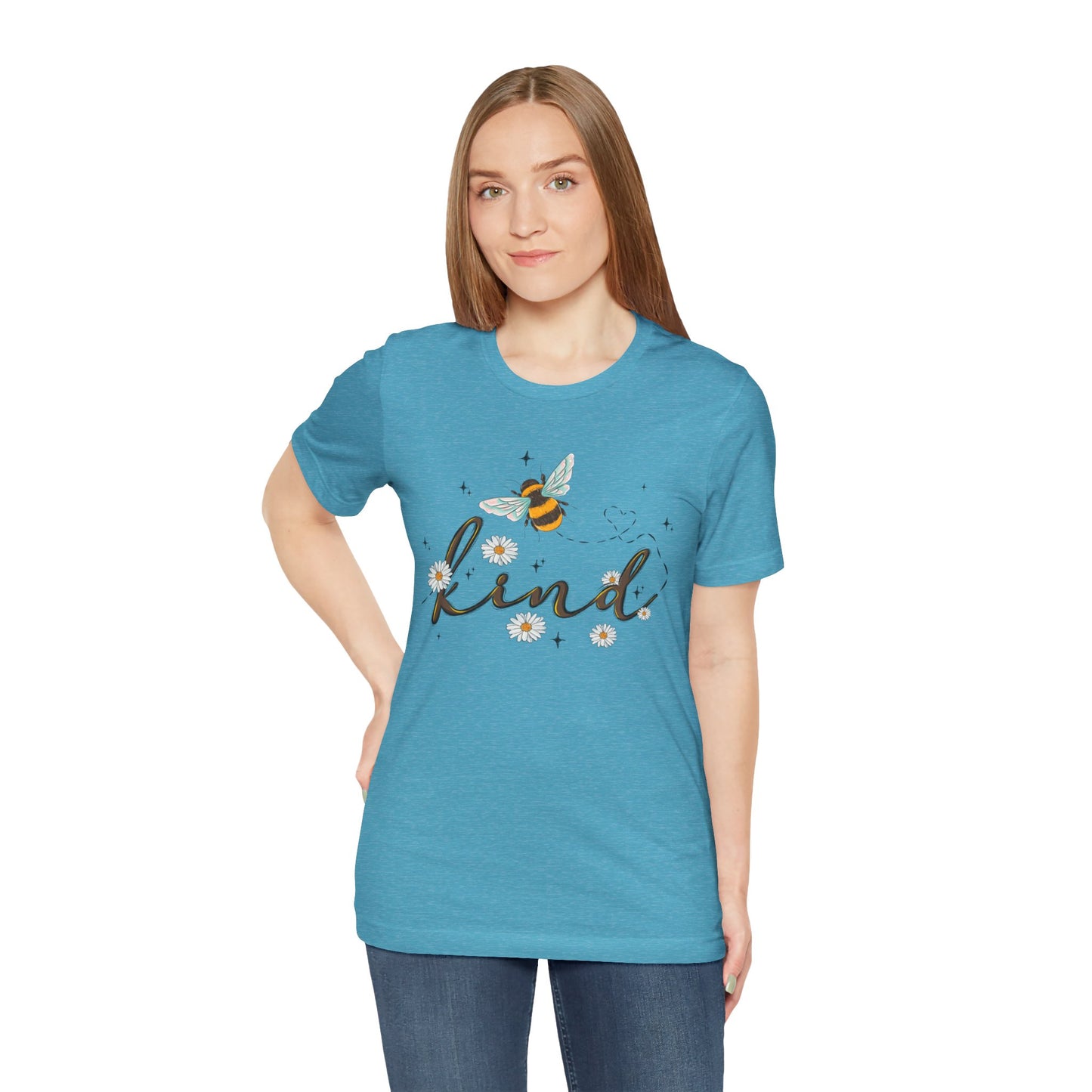 Bee Kind Unisex Jersey Short Sleeve Tee - Inspirational Floral Design