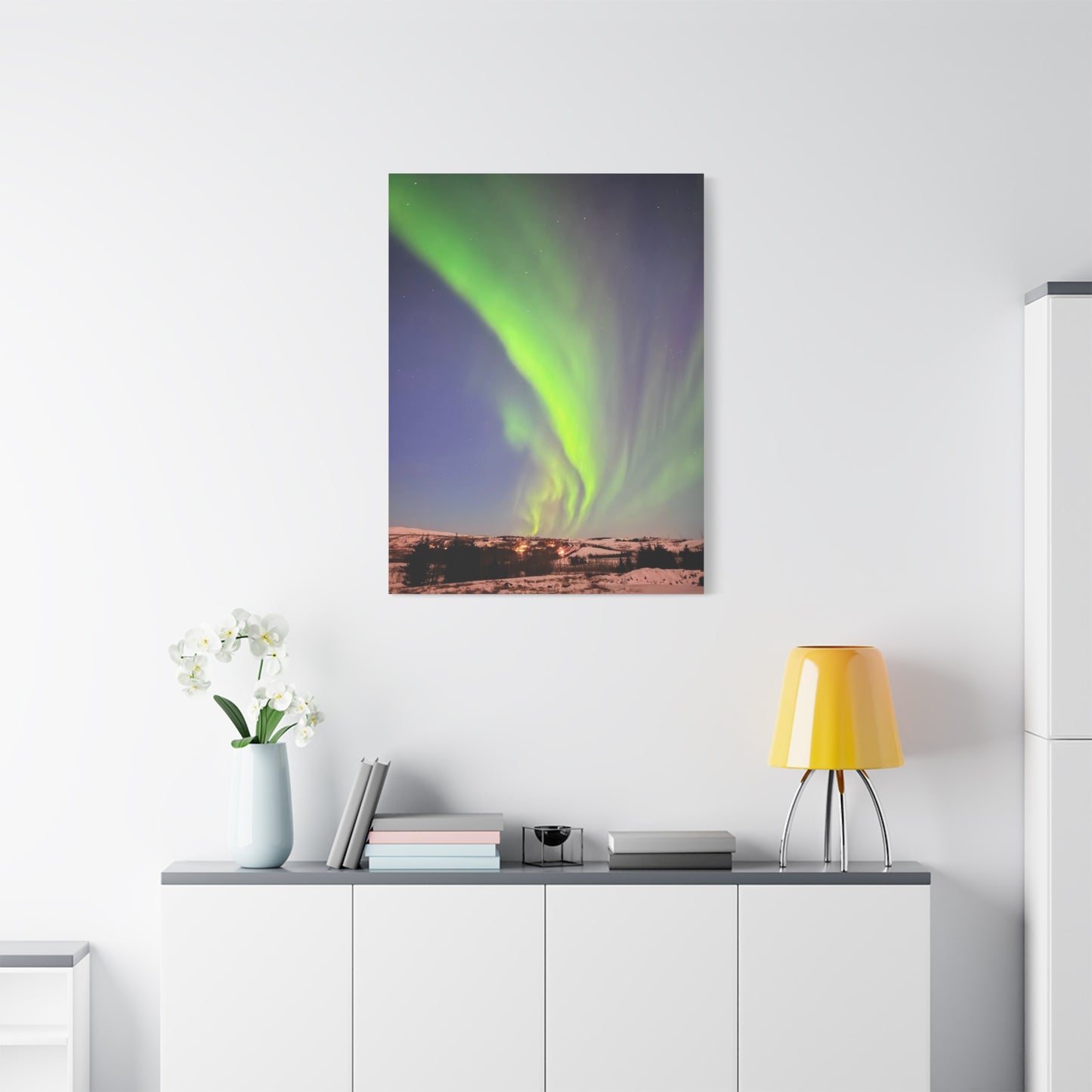 Aurora Borealis Canvas Art - 1.25" Stretched Wall Decor Iceland Northern Lights