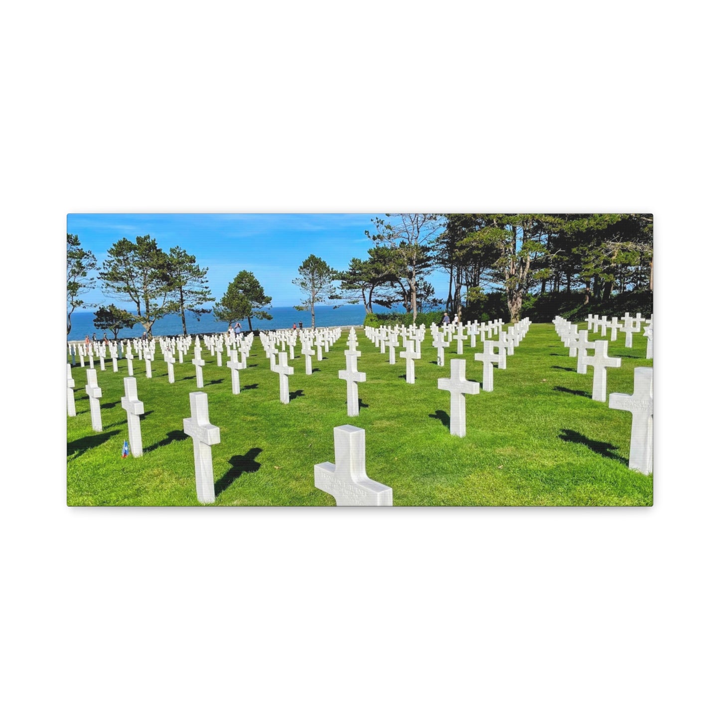 Memorial Canvas Print - Serene Cemetery Scene for Remembrance Normandy American Cemetery