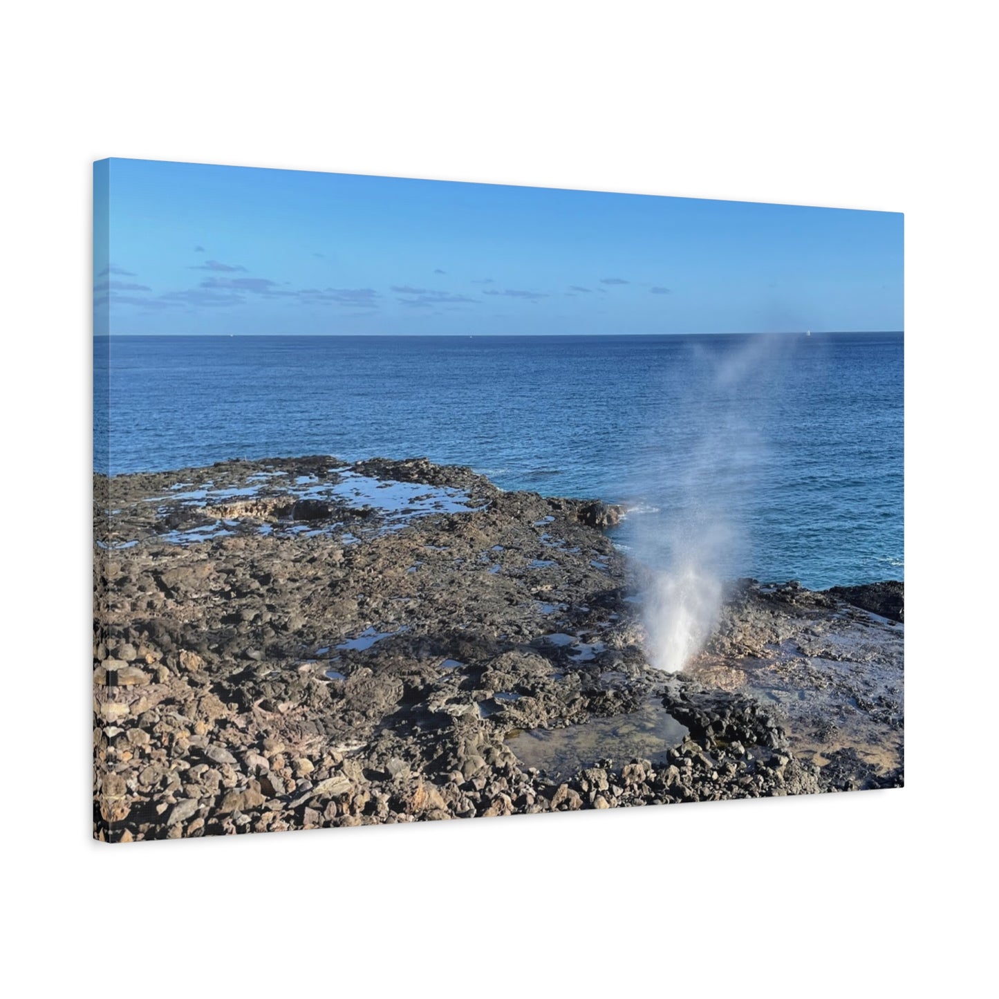 Stretched Matte Canvas Wall Art - Coastal Spouting Blowhole Photography