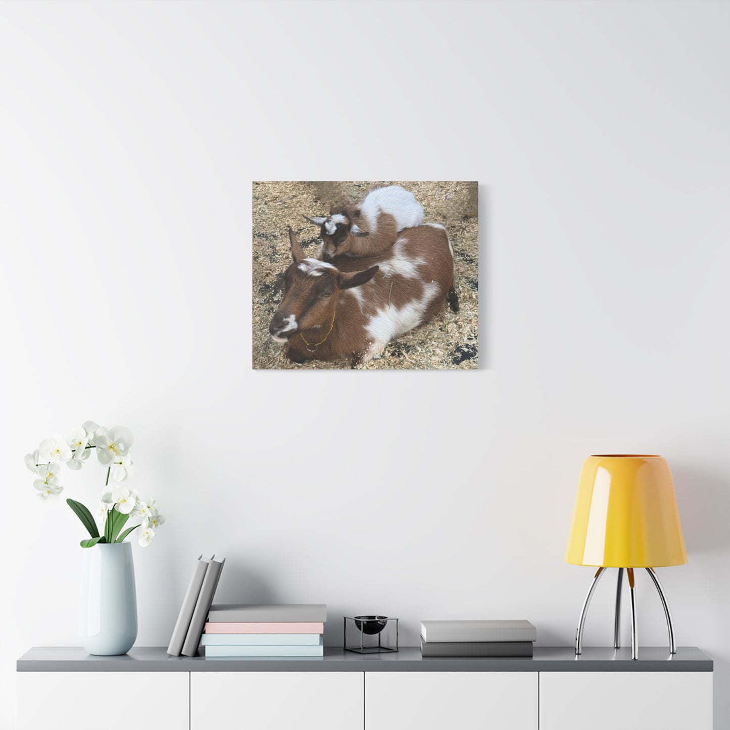 Goat Family Matte Canvas Print - Heartwarming Animal Wall Art
