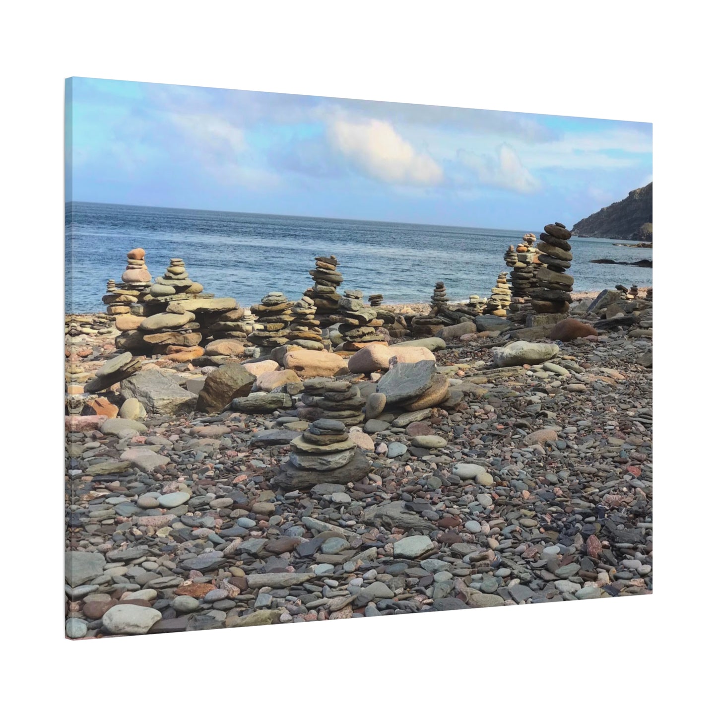 Nature-Inspired Wall Art Canvas Print - Tranquil Beach Stack Stones Decor