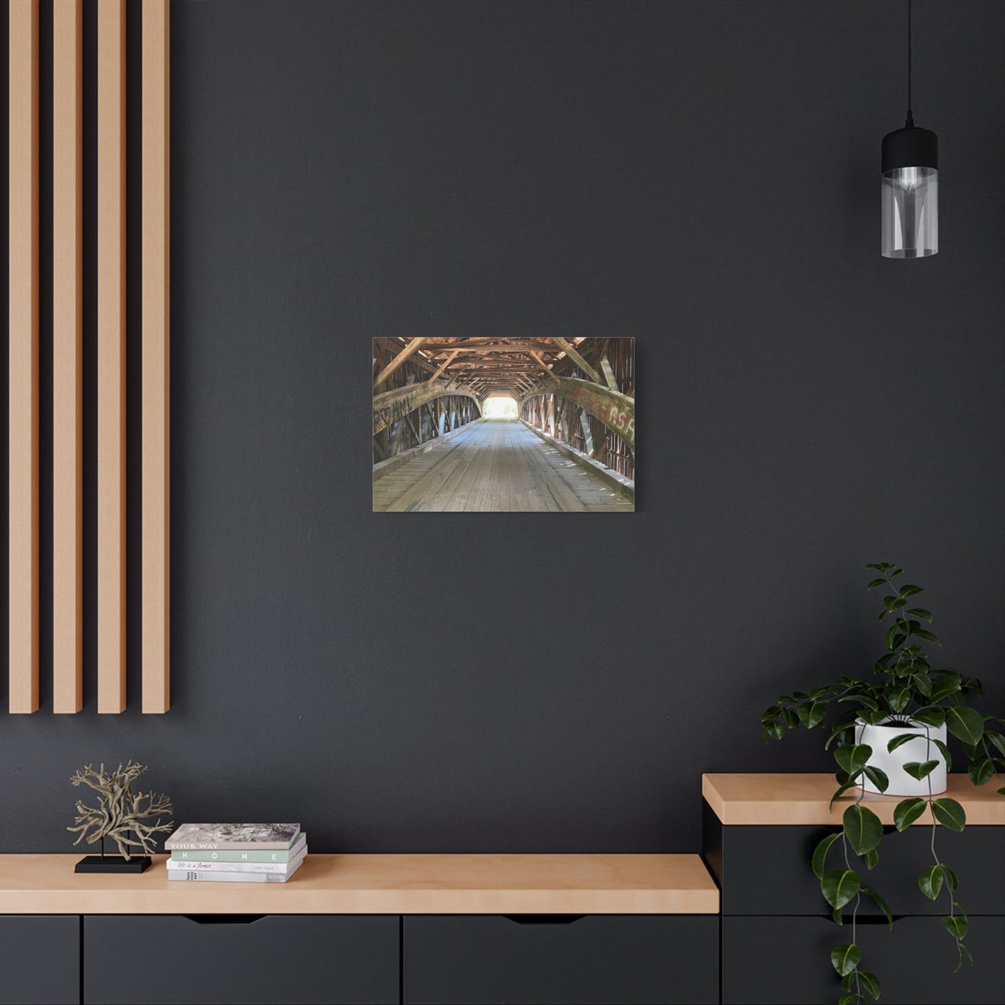 Rustic Wooden Bridge Canvas Print - Stretched Wall Art for Home Decor
