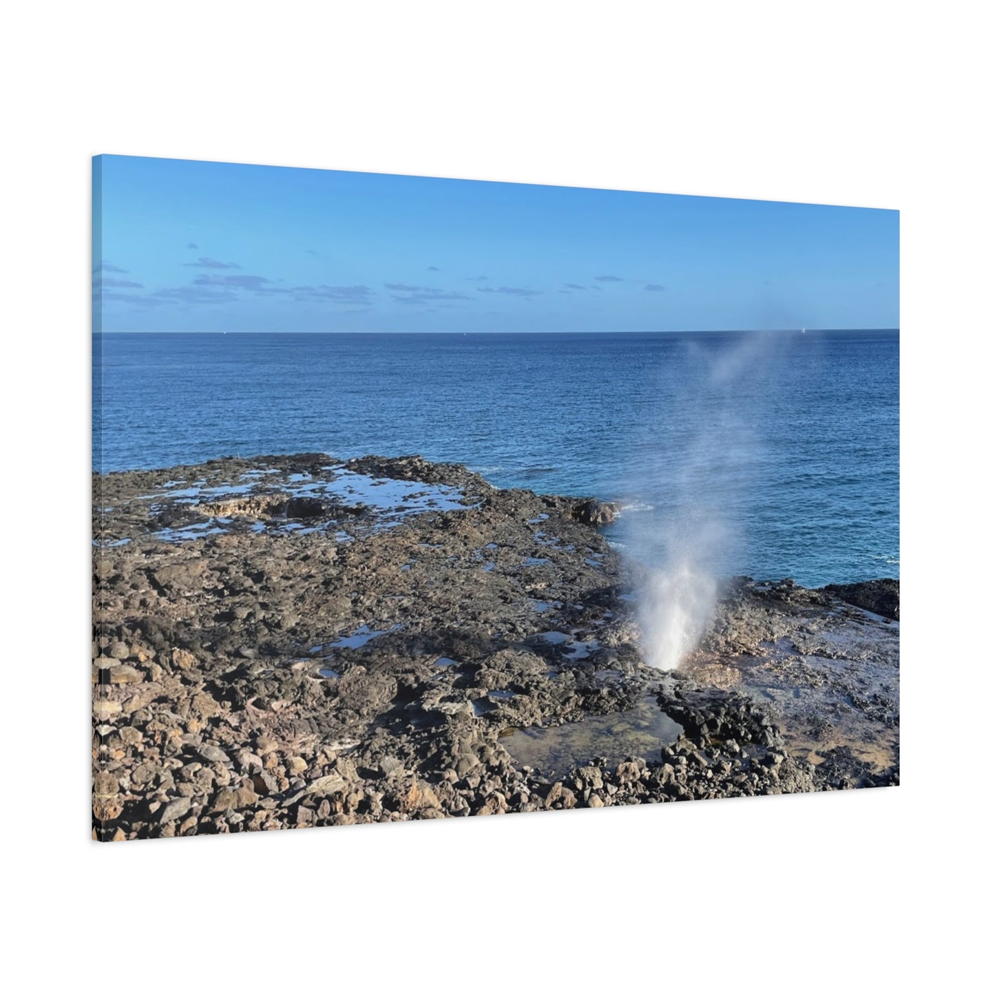 Stretched Matte Canvas Wall Art - Coastal Spouting Blowhole Photography