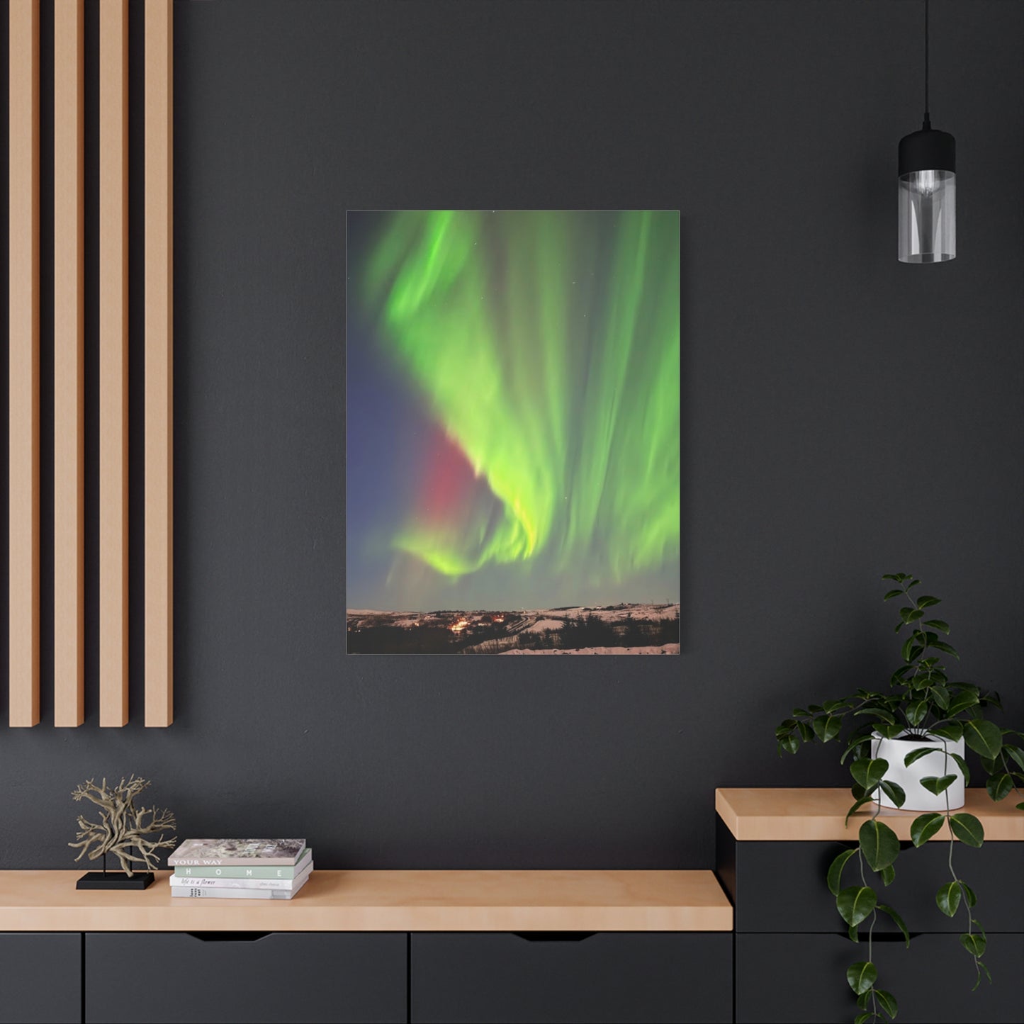 Aurora Borealis Canvas Art - Stunning Northern Lights Stretched Wall Decor Iceland