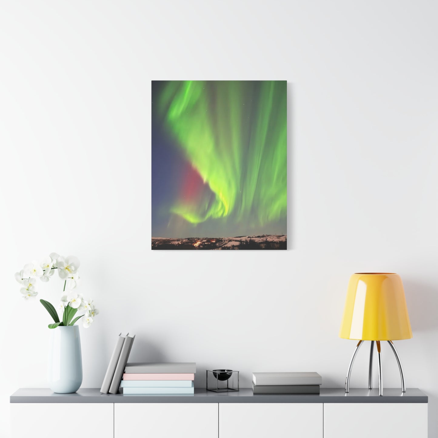 Aurora Borealis Canvas Art - Stunning Northern Lights Stretched Wall Decor Iceland