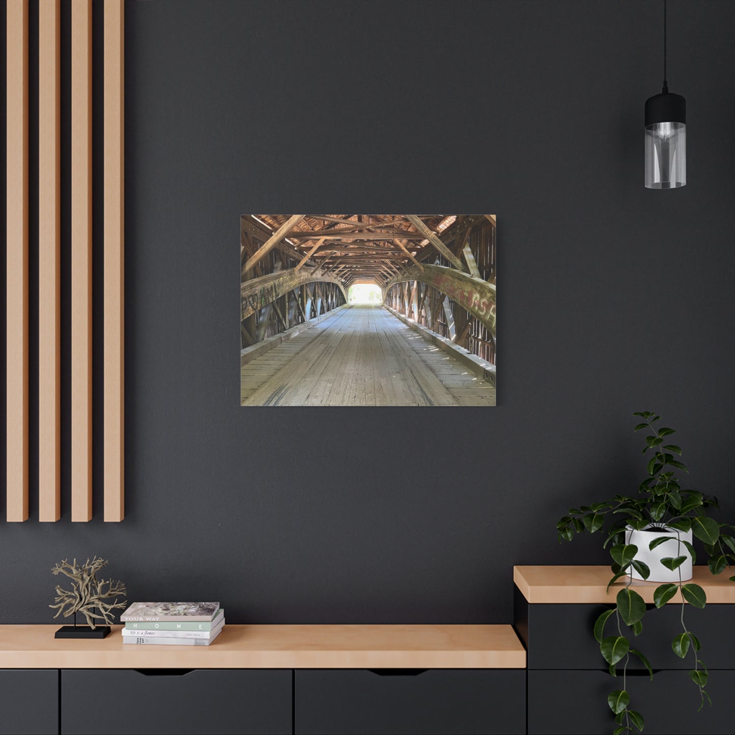Rustic Wooden Bridge Canvas Print - Stretched Wall Art for Home Decor