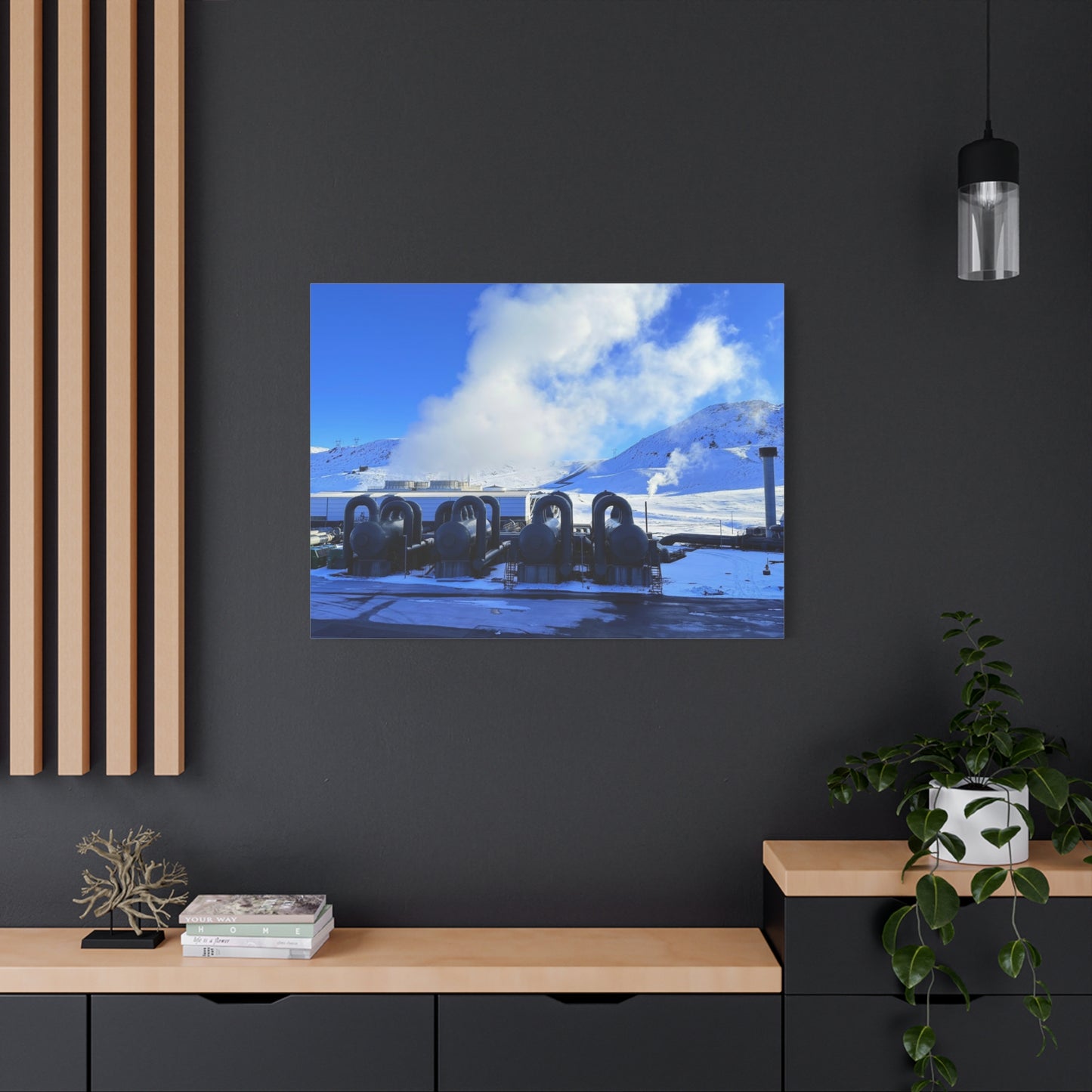 Industrial Landscape Canvas Print - 1.25" Stretched Art Iceland Hydroelectric plant