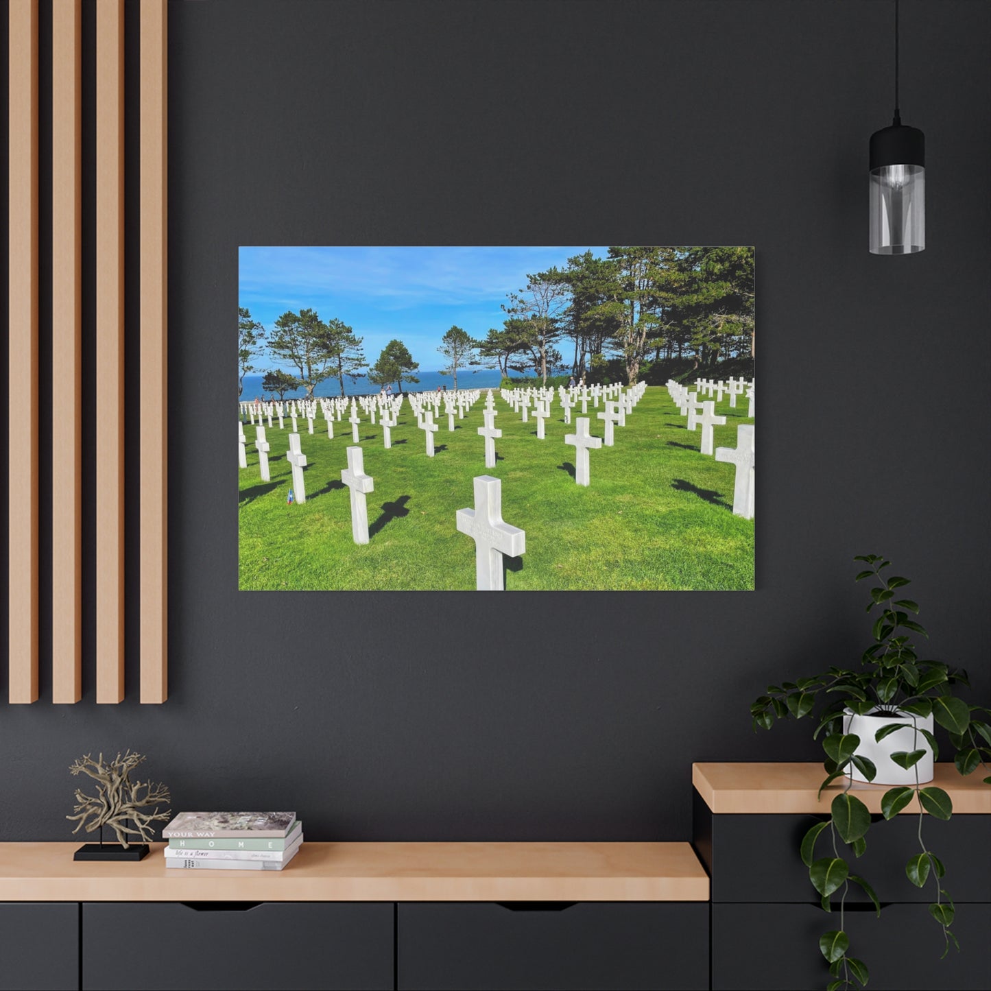 Memorial Canvas Print - Serene Cemetery Scene for Remembrance Normandy American Cemetery