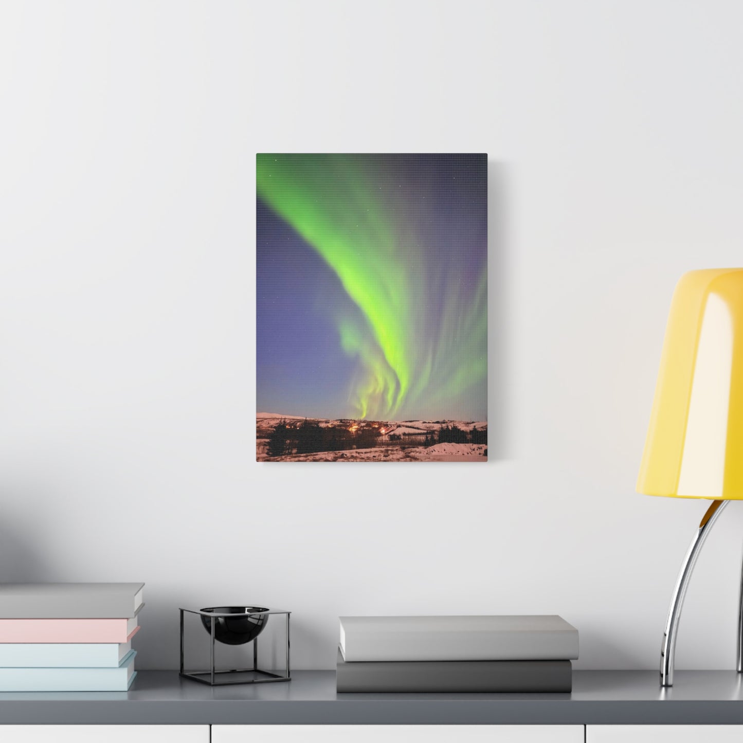 Aurora Borealis Canvas Art - 1.25" Stretched Wall Decor Iceland Northern Lights