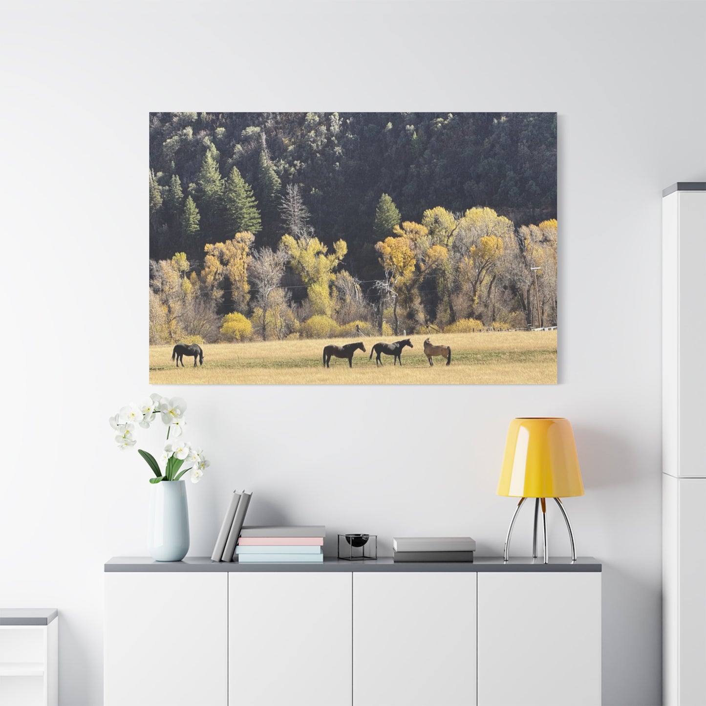 Scenic Horse Canvas Print - Rustic Wall Art for Nature Lovers