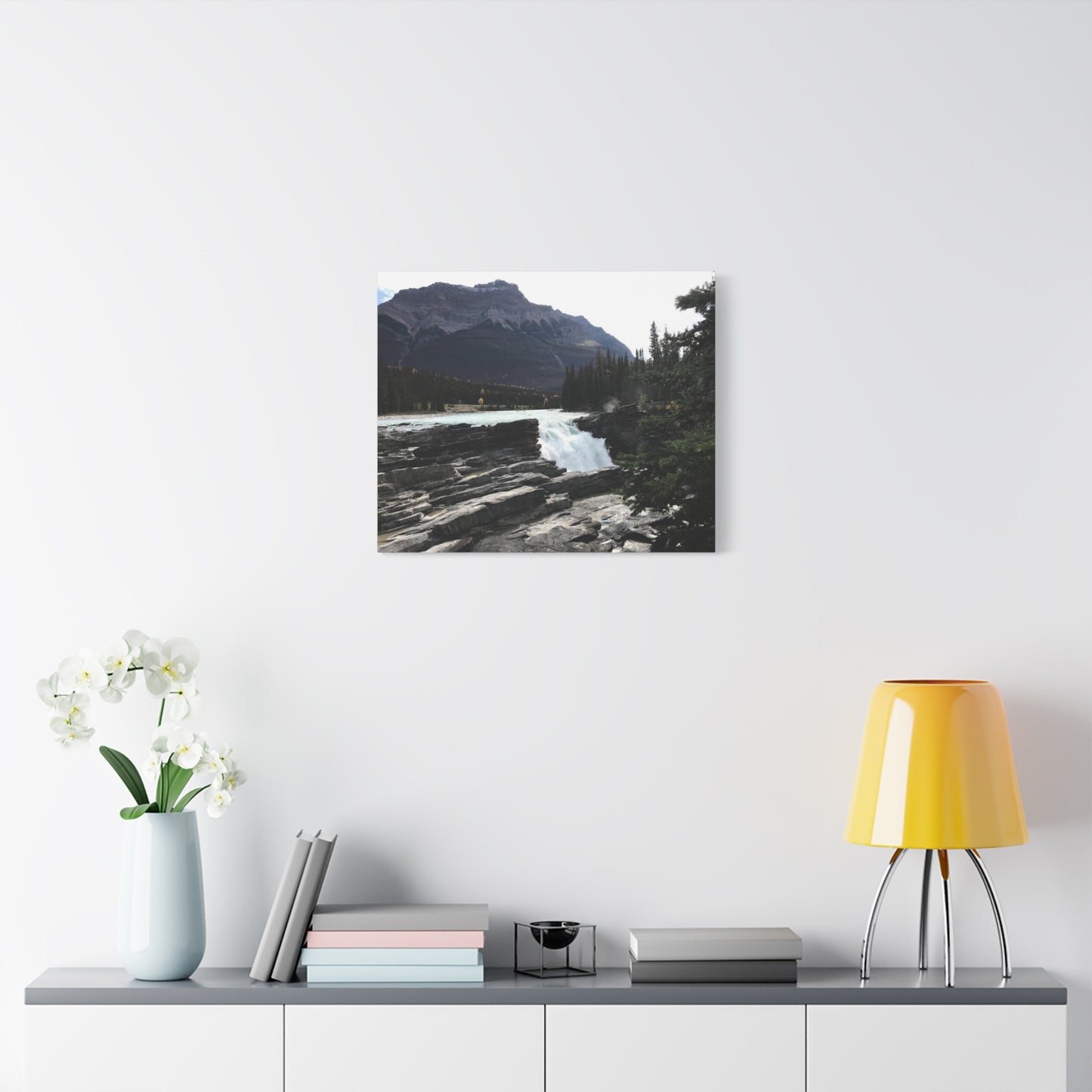 Mountain Waterfall Canvas Art - Stretched Wall Decor for Nature Lovers