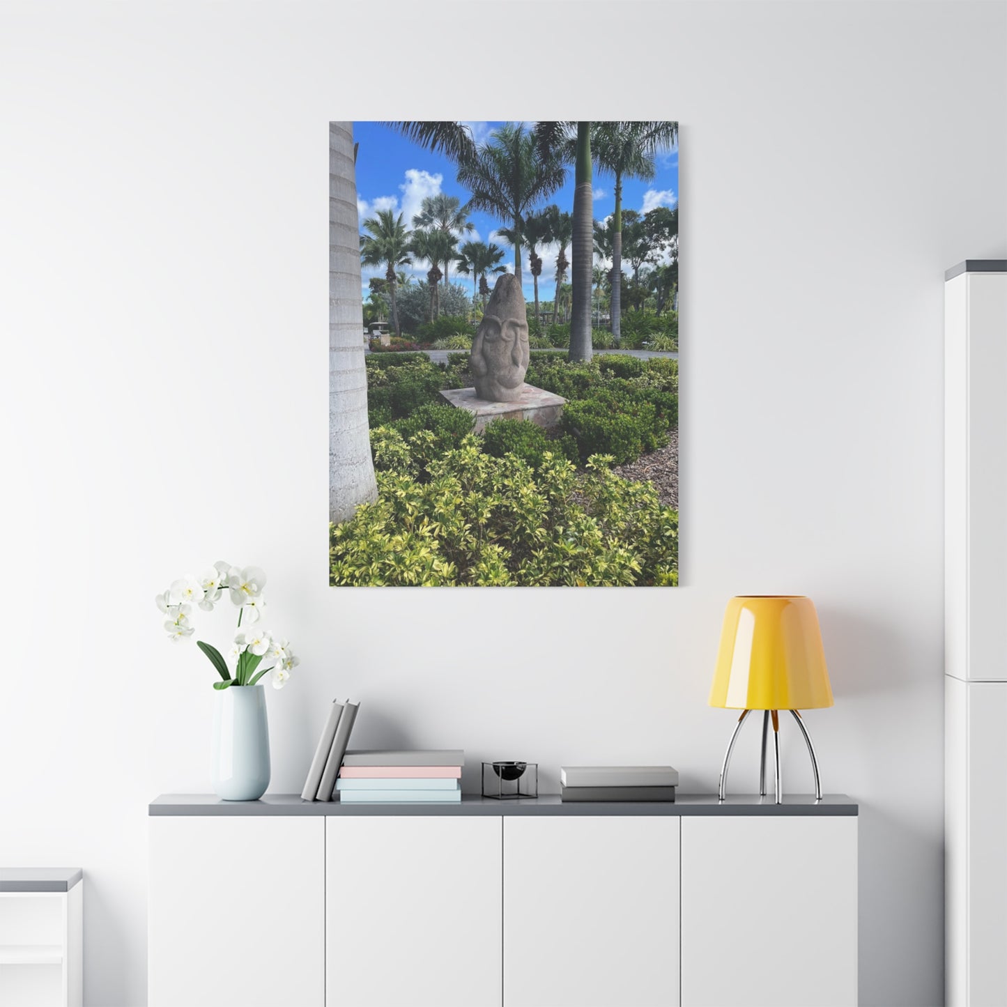 Nature-Inspired Stretched Canvas Art - Tranquil Garden Sculpture