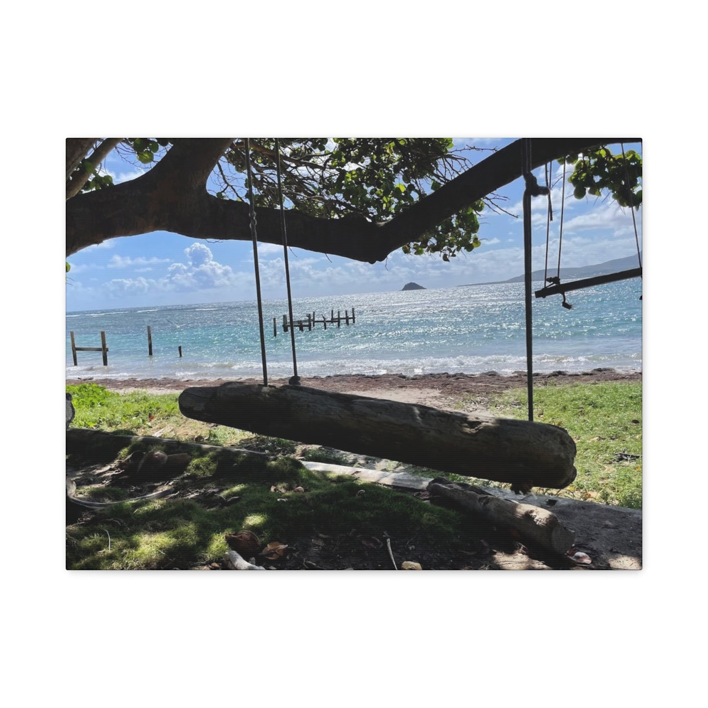 Serene Beach Swing Canvas Art Print