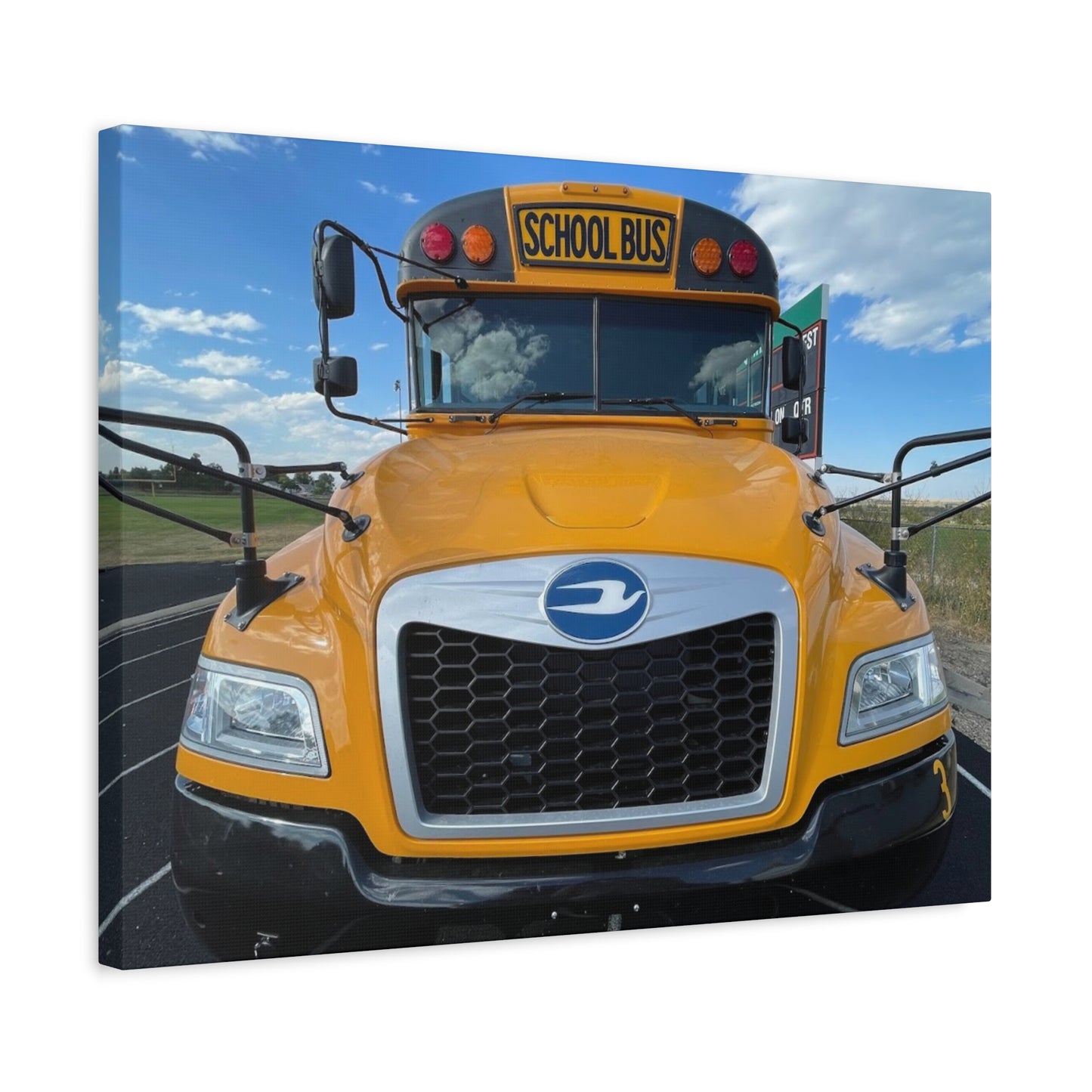 School Bus Canvas Art - Vibrant Stretched Wall Decor for Kids' Rooms