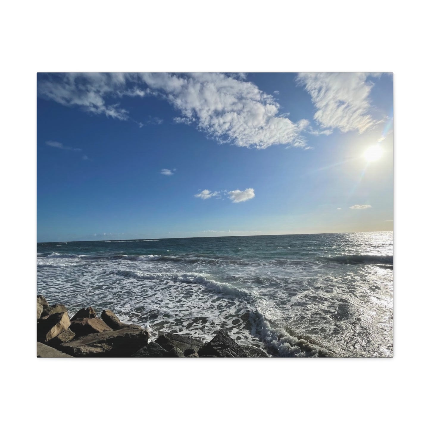 Ocean Waves Stretched Canvas Art - Serene Coastal Home Decor