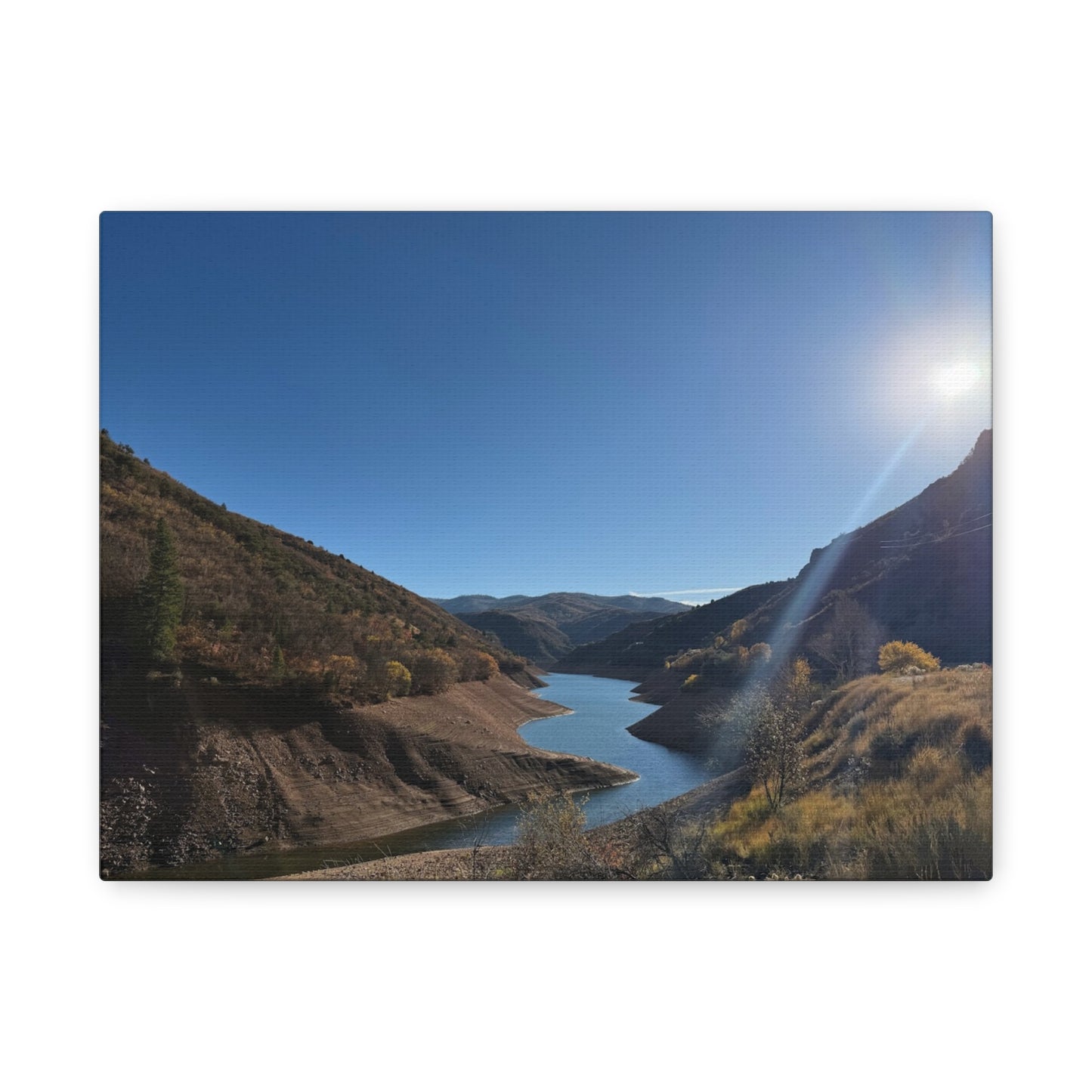 Scenic Landscape Canvas Wall Art – Tranquil Mountain River Design